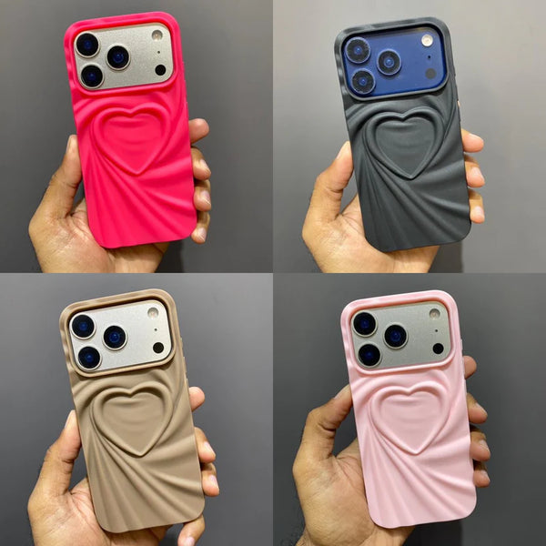 3D Heart Embossed Soft Silicone Case for iPhone 17 Series