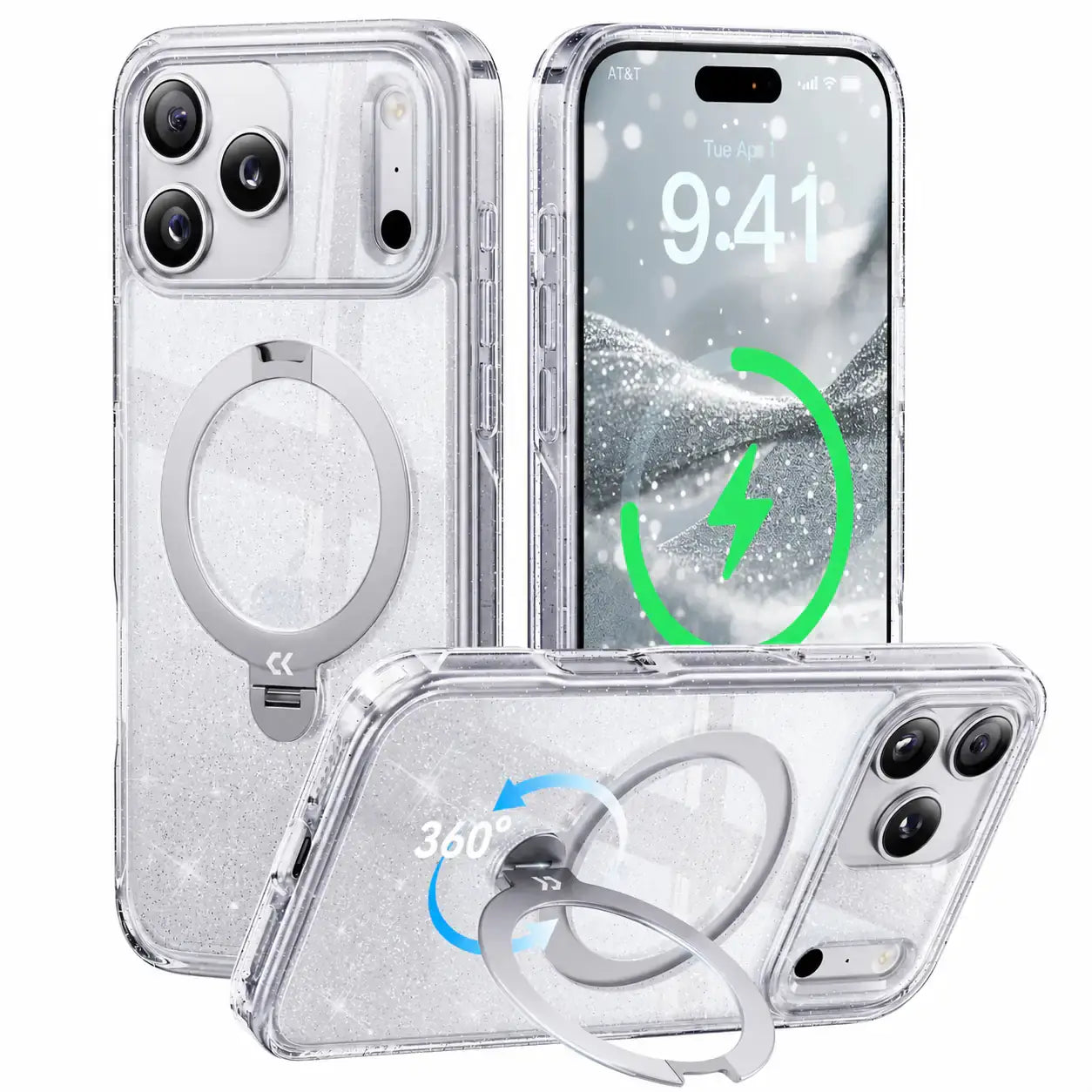 Titanium Glitter StandKOO Halo Shiny Case for iPhone