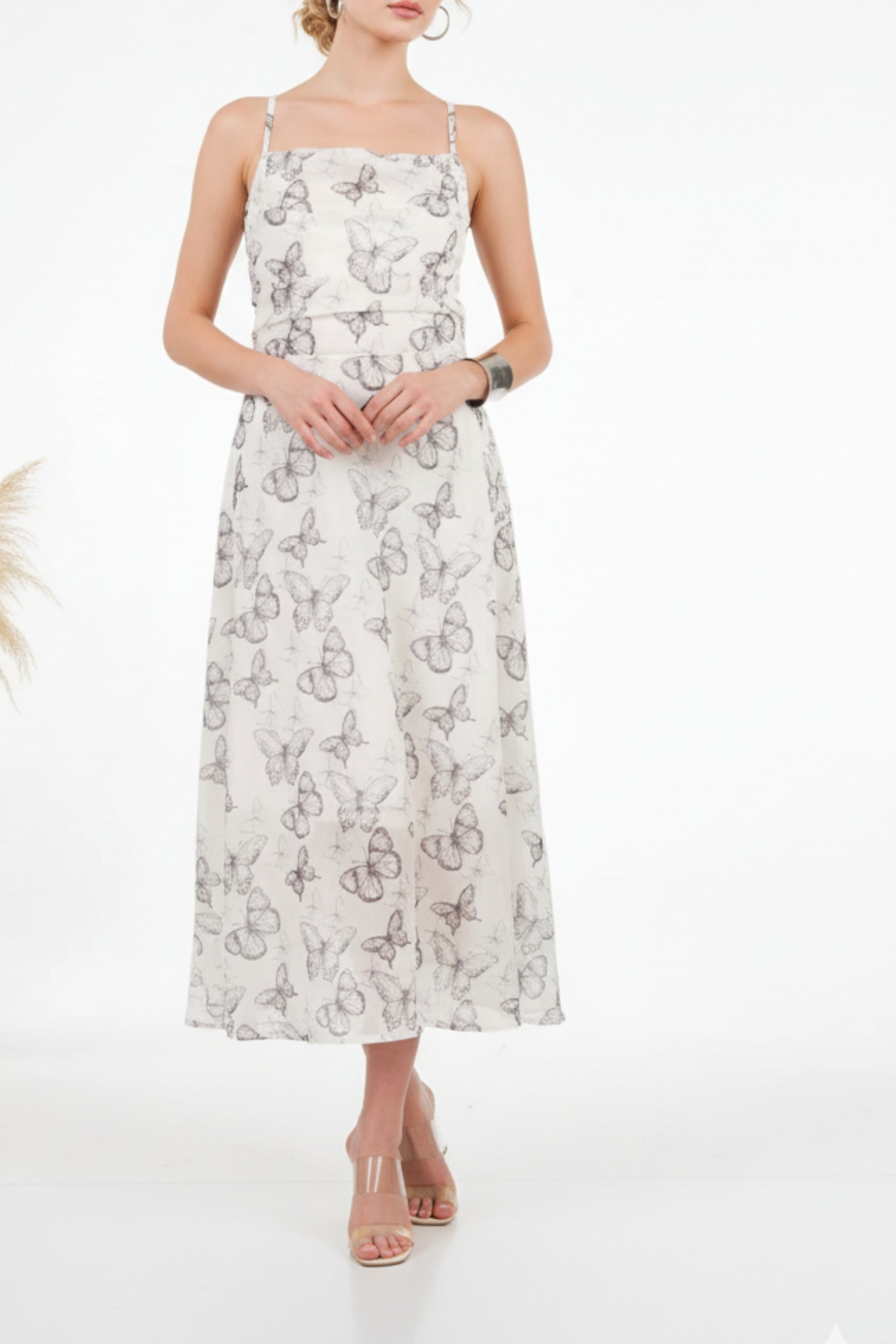 Butterfly Strappy Midi Dress