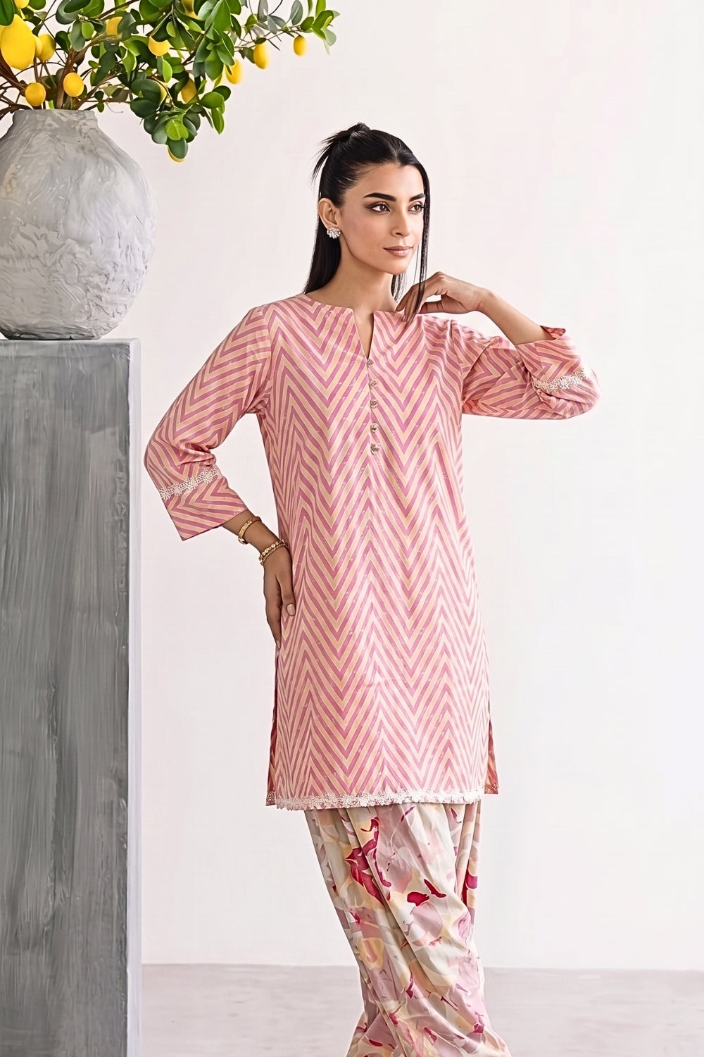 Raspberry Pure Cotton Farshi Salwar Set