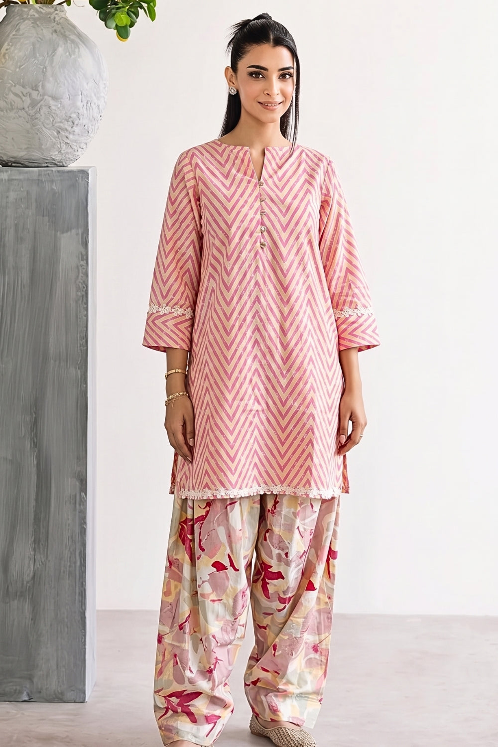 Raspberry Pure Cotton Farshi Salwar Set