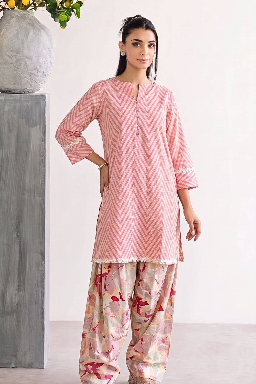 Raspberry Pure Cotton Farshi Salwar Set