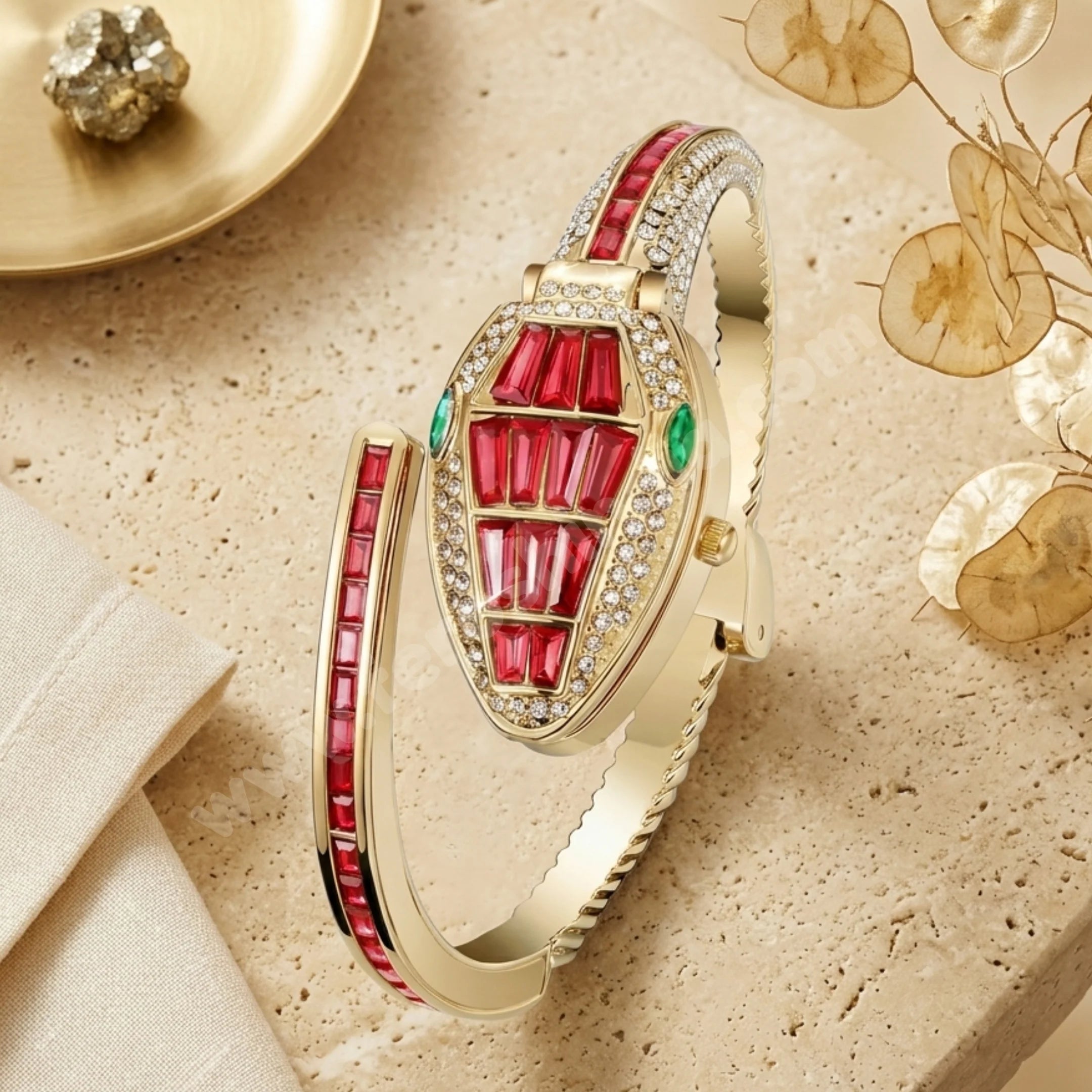 Ruby Snake Bracelet Watch