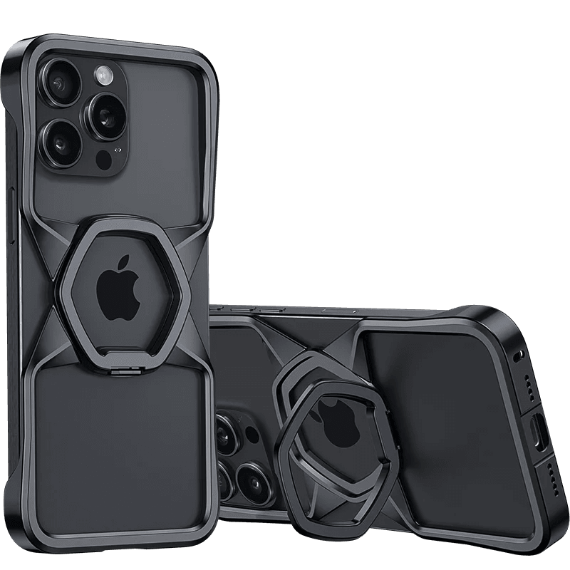 Hexa Shield Metallic Ring Stand Case - iPhone
