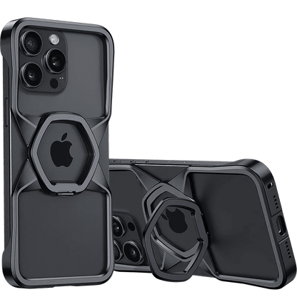 Hexa Shield Metallic Ring Stand Case - iPhone