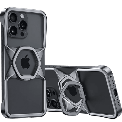 Hexa Shield Metallic Ring Stand Case - iPhone