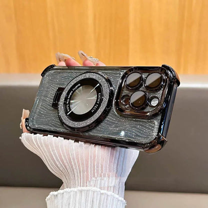 Elegant Water Ripple Glitter Stand Case - iPhone