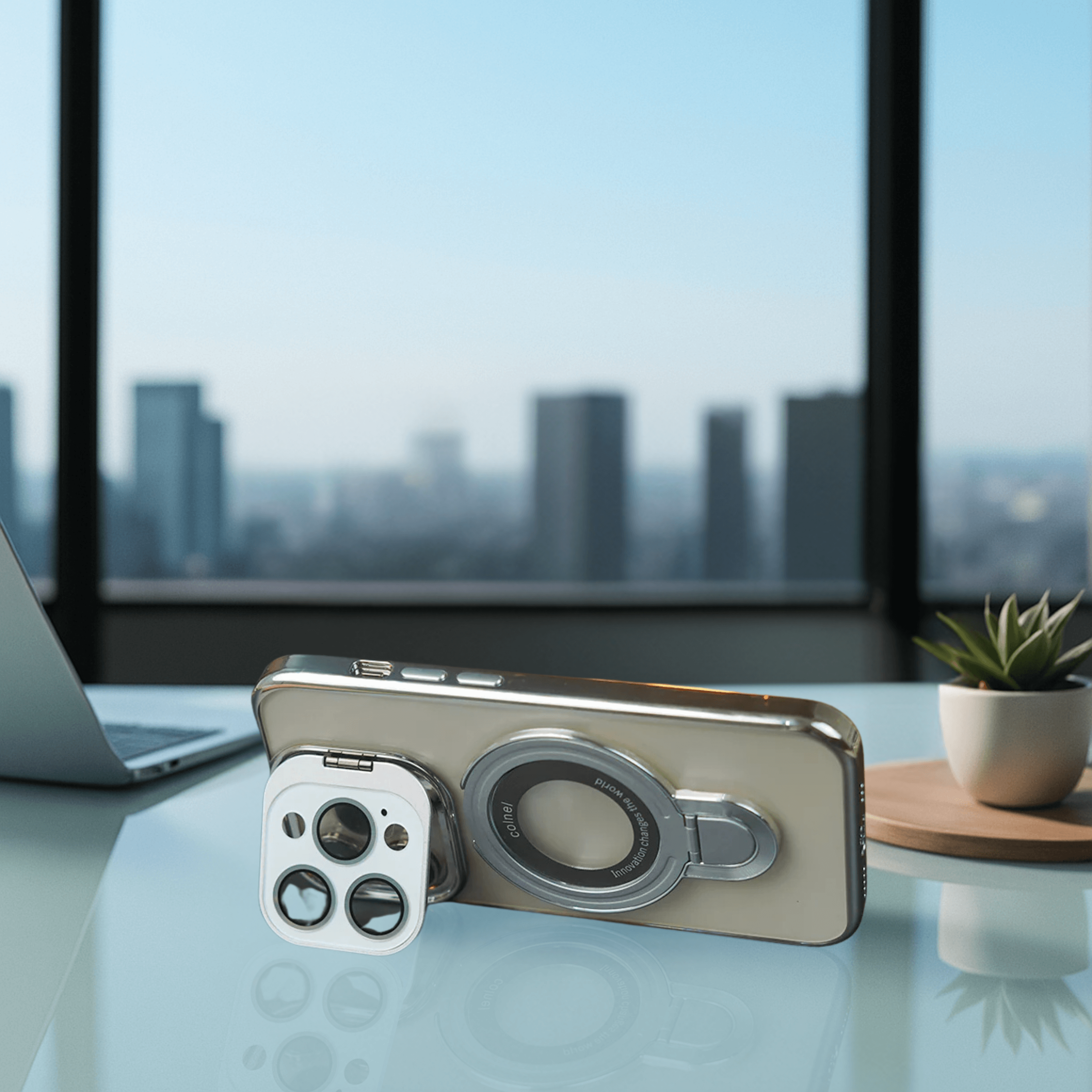 Crystal Ring Grip Lens Bracket Case - iPhone