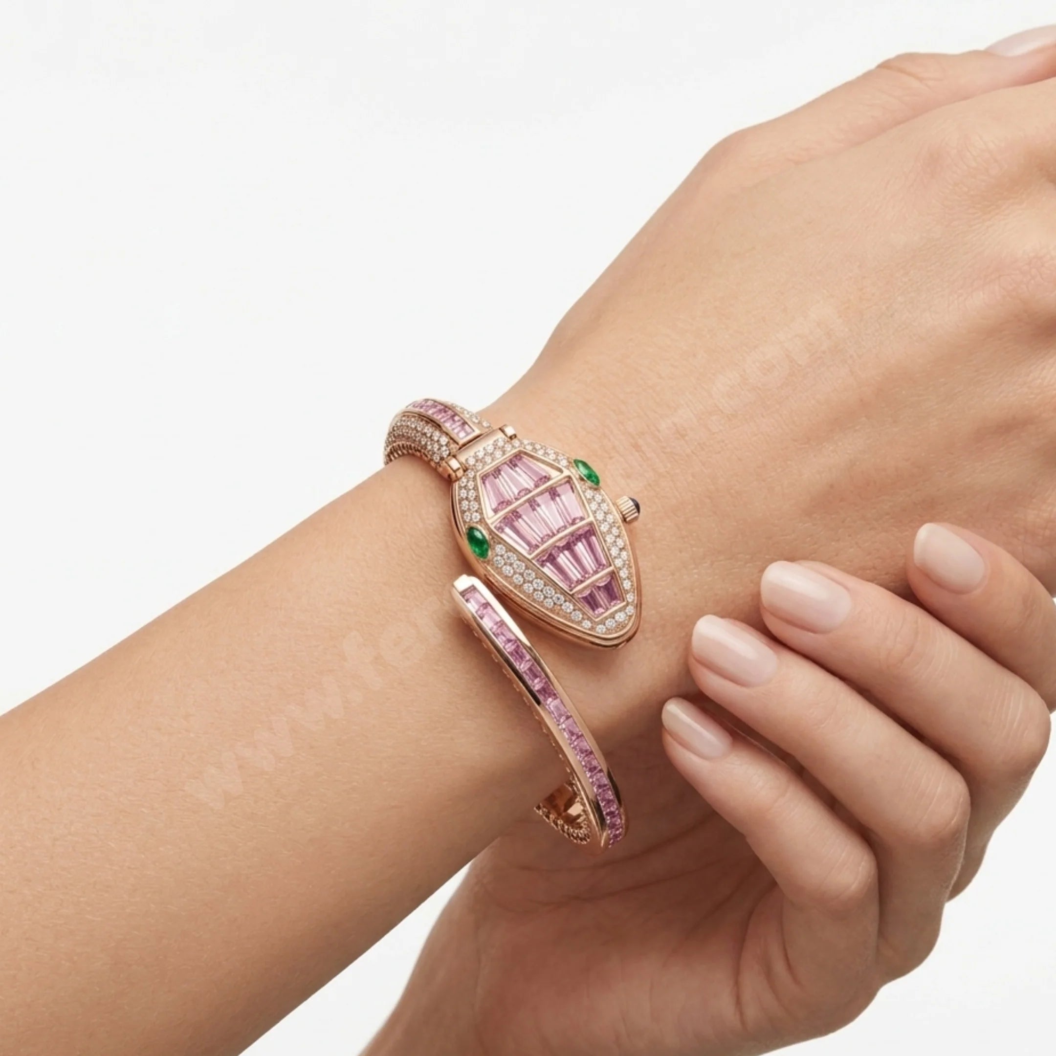 Pink Bloom Snake Bracelet Watch