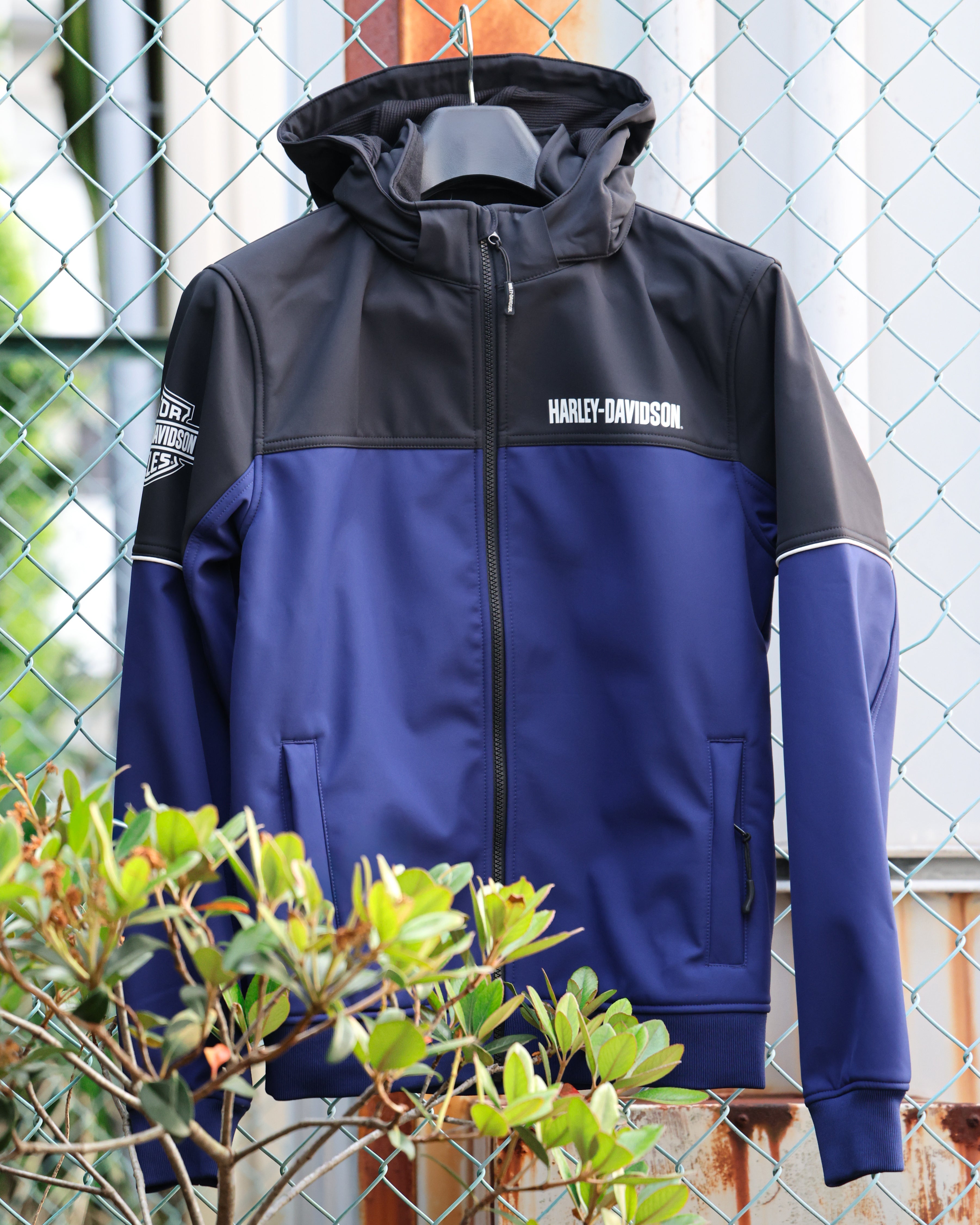 Men's Blue Color-Blocked Motorcycle Jacket