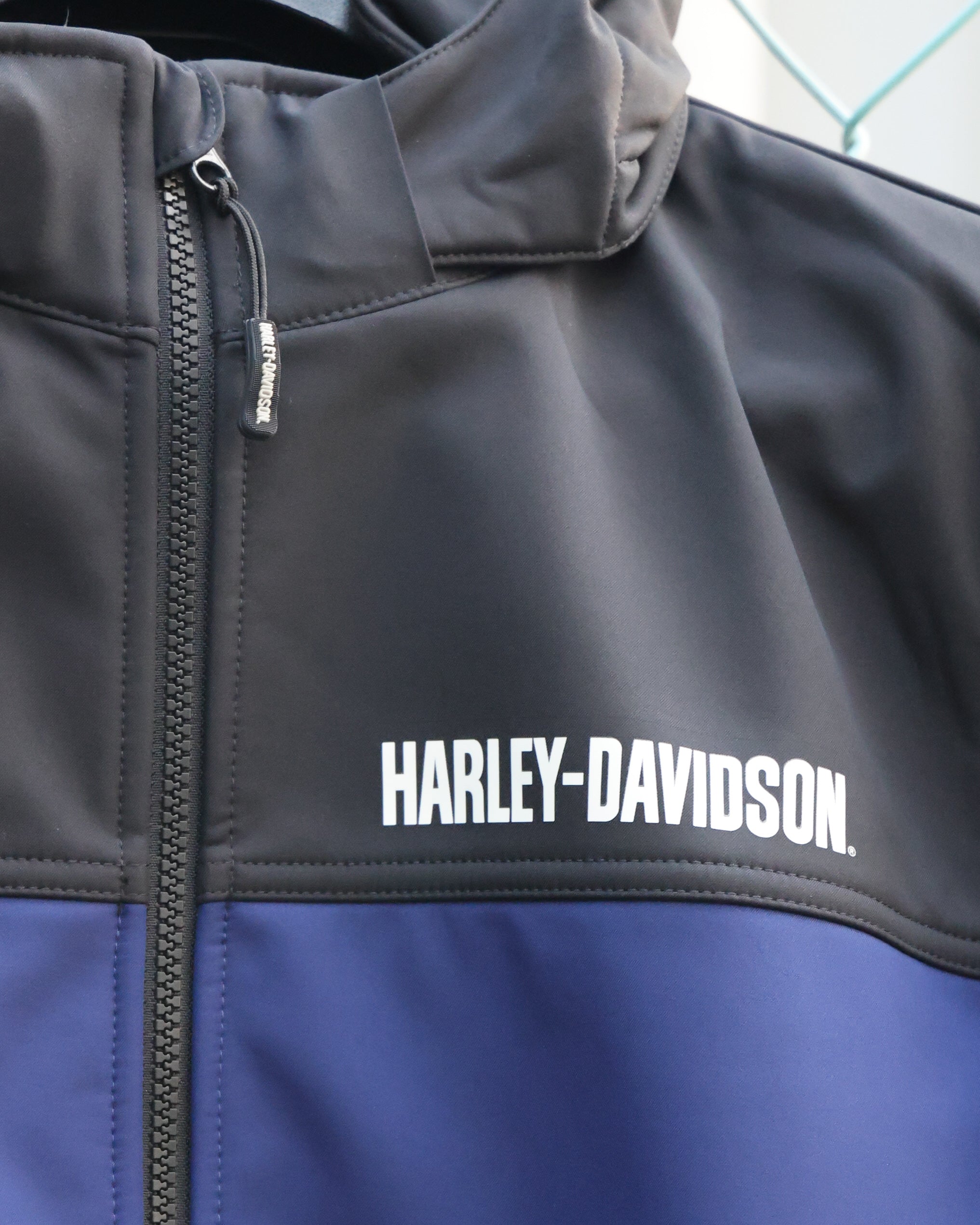 Men's Blue Color-Blocked Motorcycle Jacket