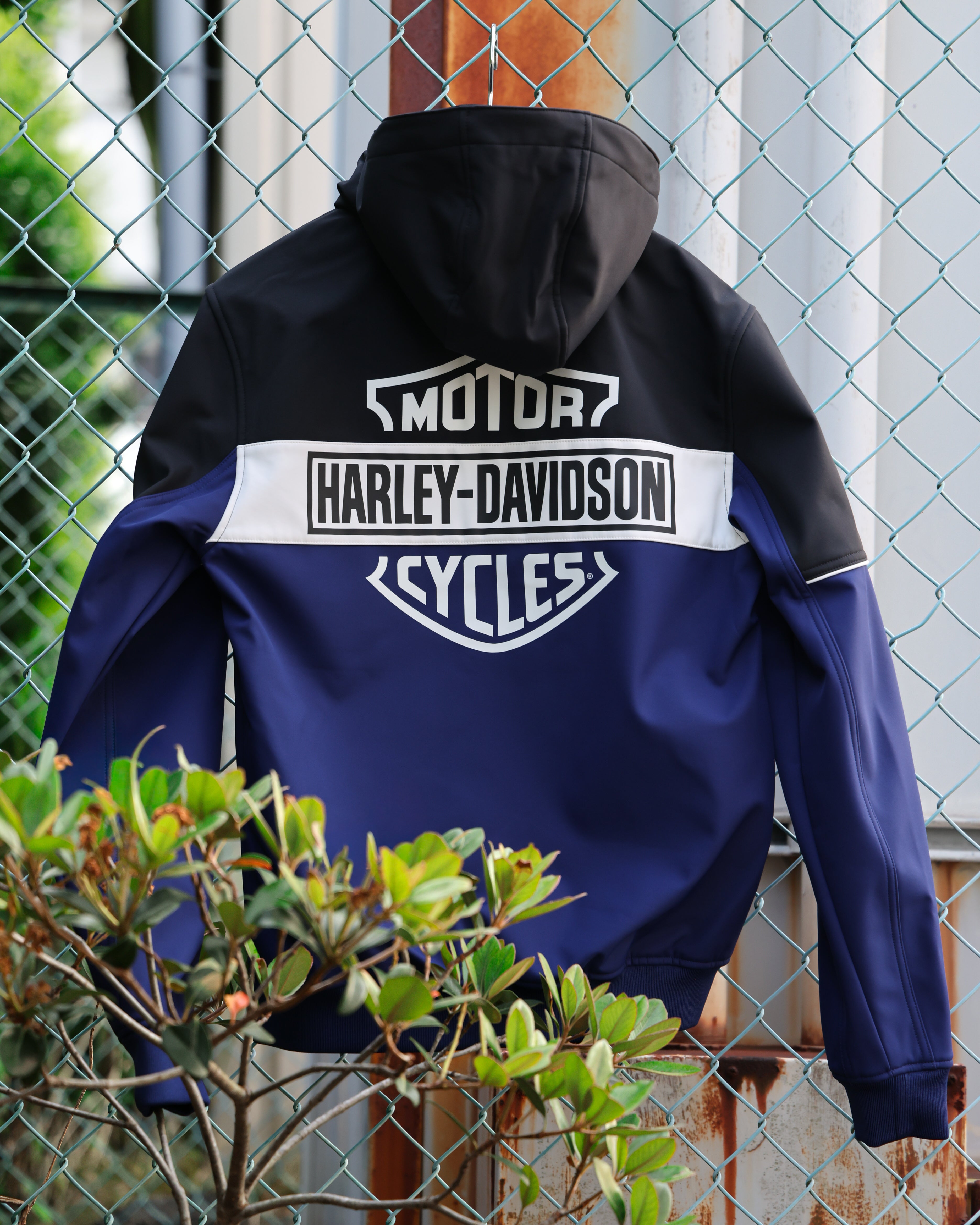 Men's Blue Color-Blocked Motorcycle Jacket