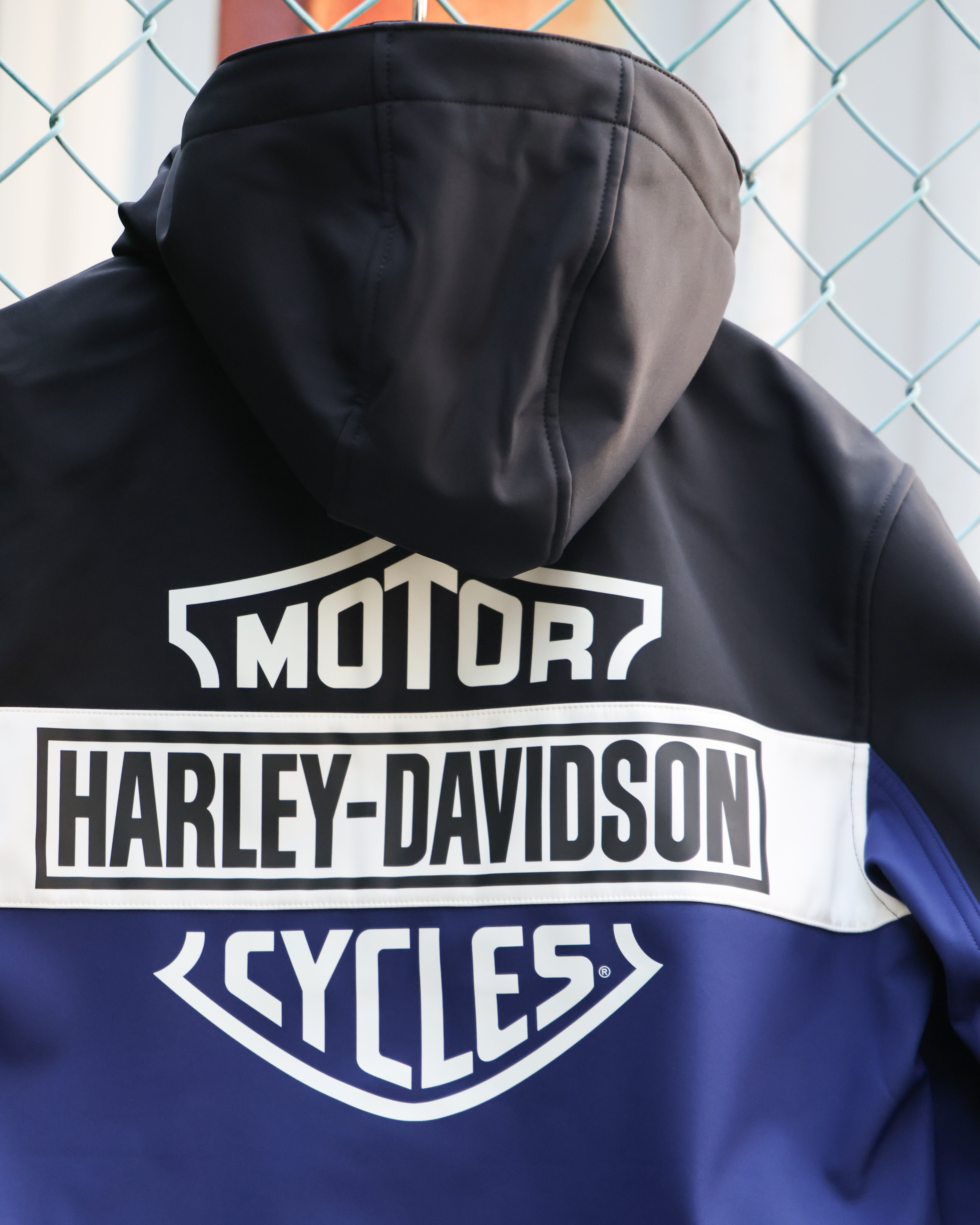 Men's Blue Color-Blocked Motorcycle Jacket