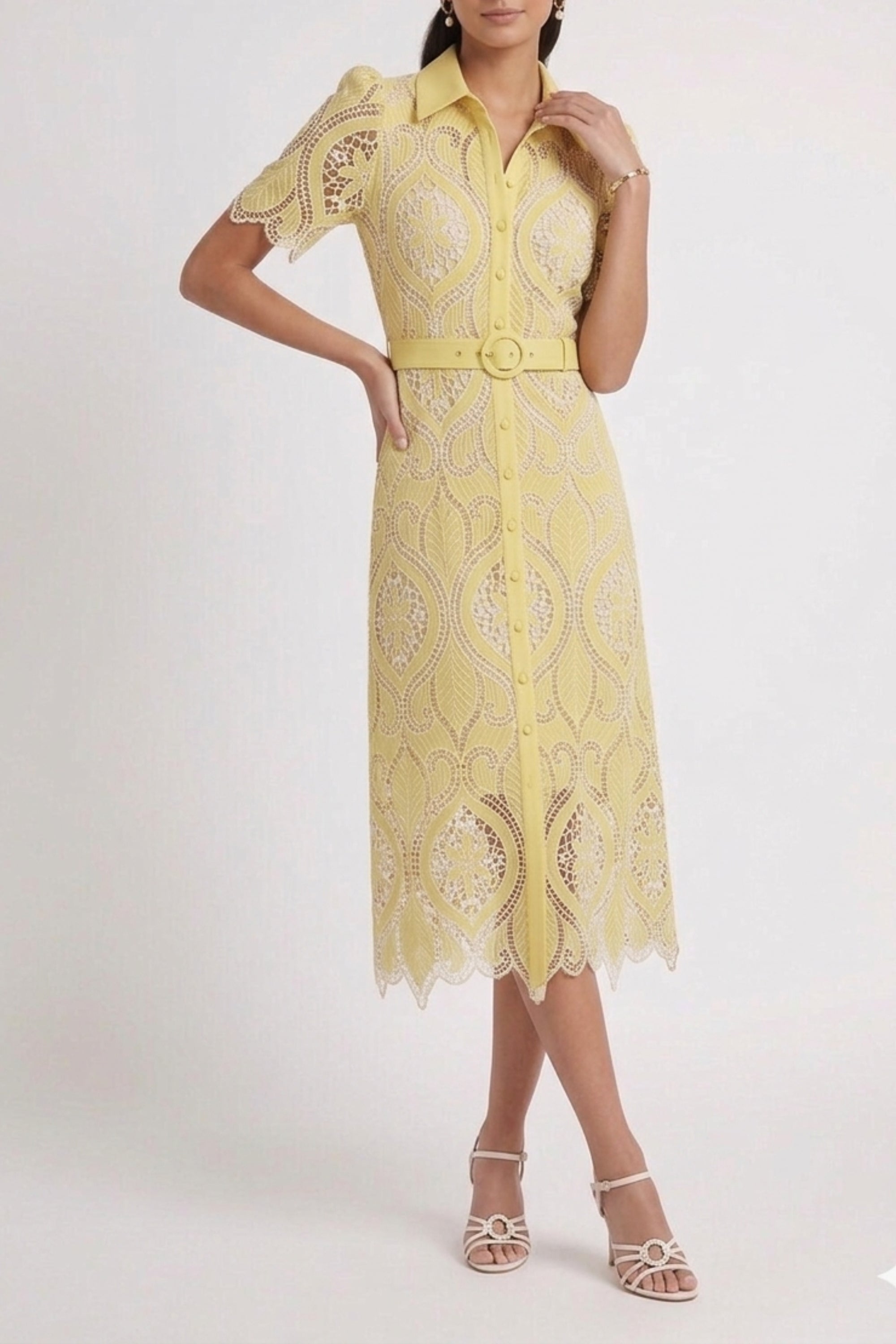 Mimosa Lace Shirt Dress