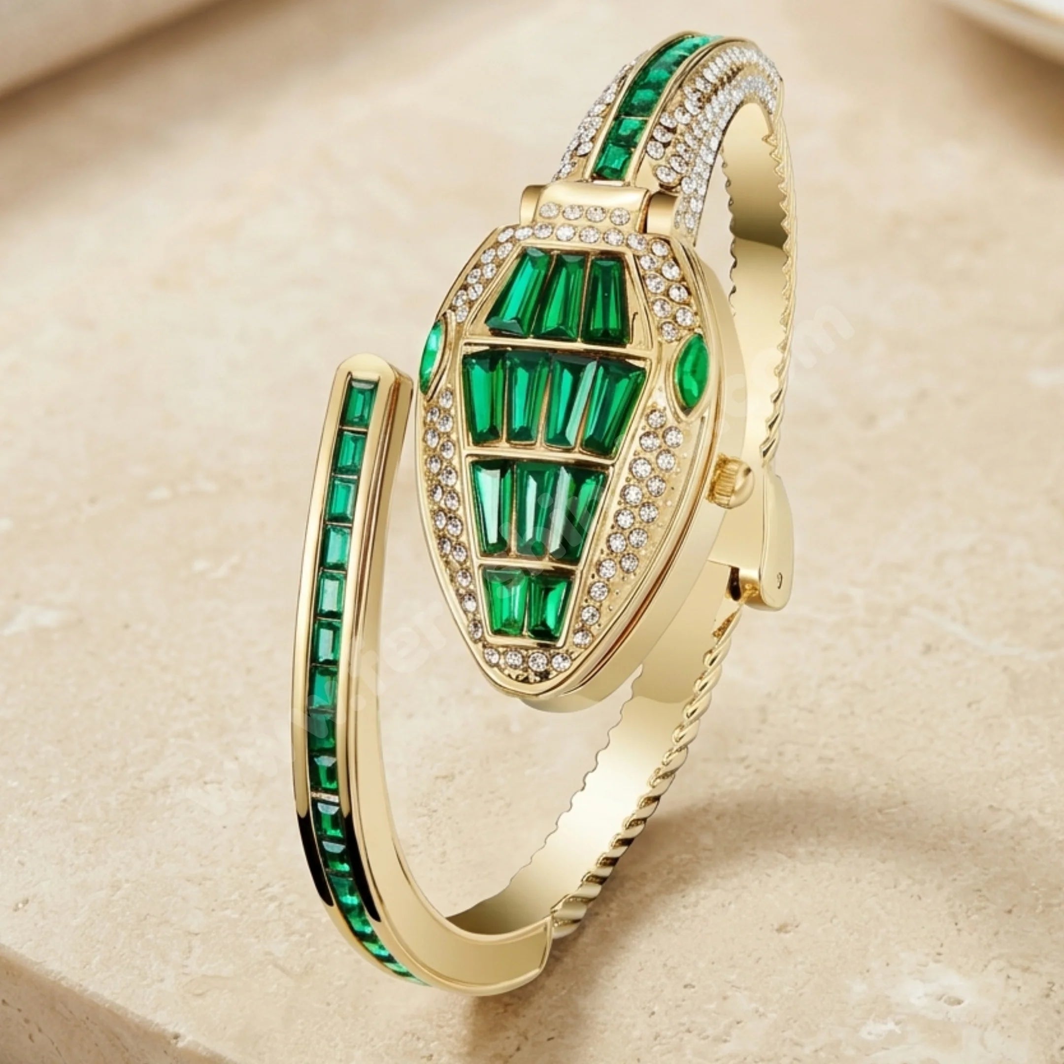 Emerald Snake Bracelet Watch