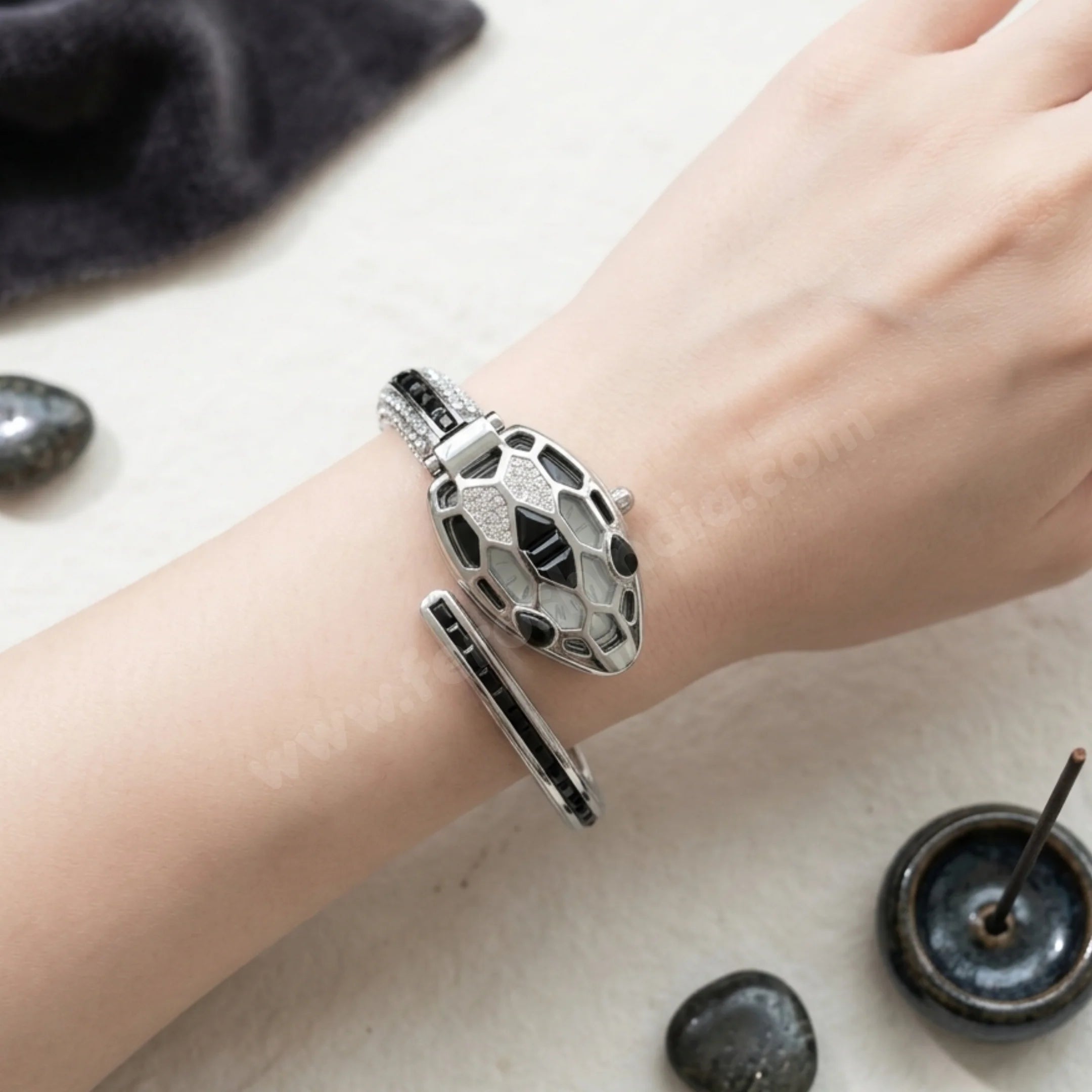 Midnight Silver Snake Watch