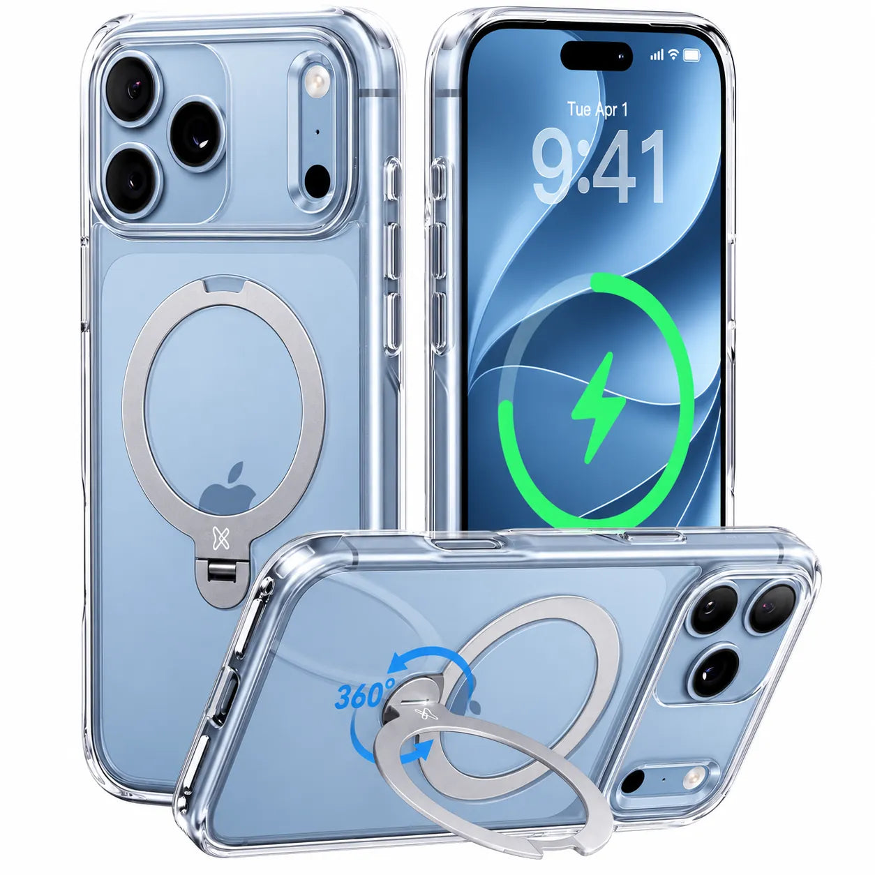 CASEKOO StandKOO Pro Halo Titanium Clear Case