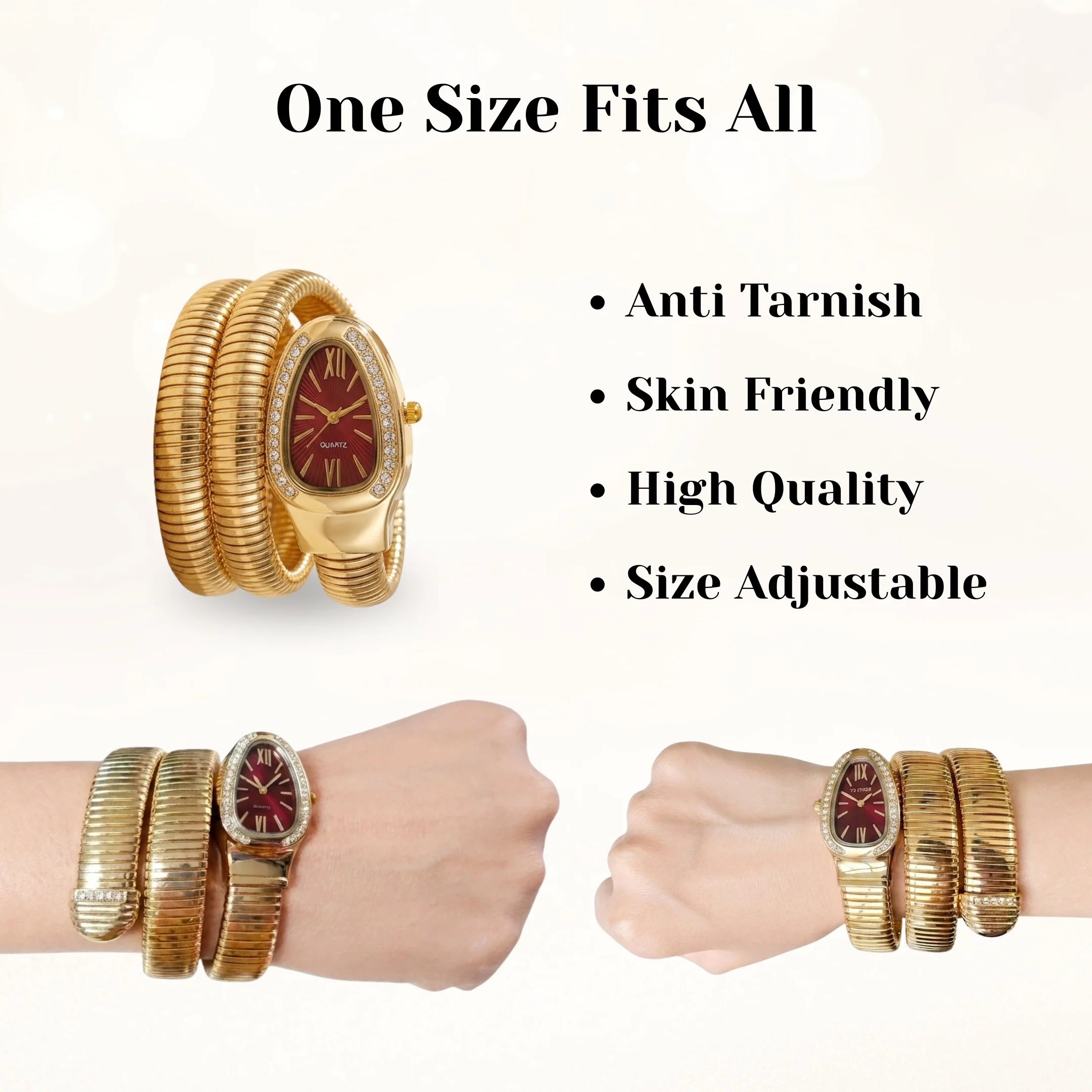 Maroon Gold Snake Watch