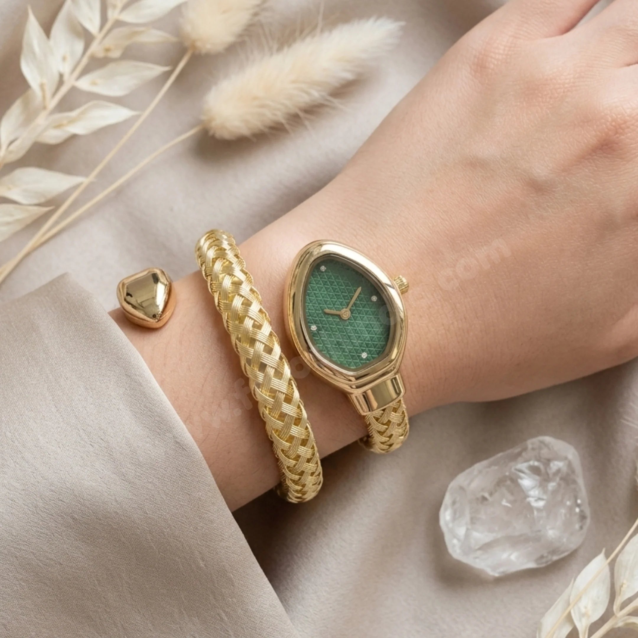 Green Designer Snake Watch