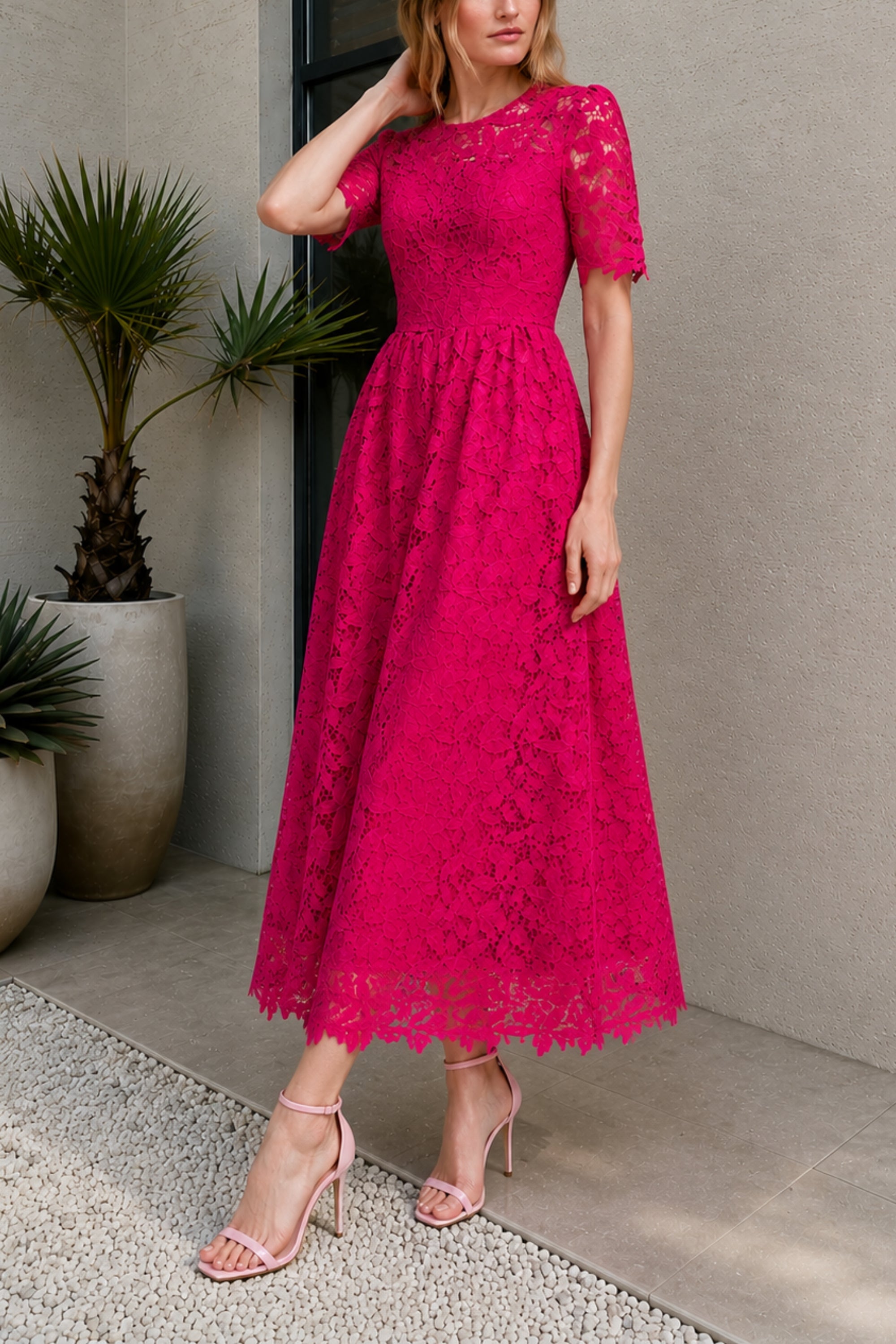 Fuchsia Bloom Lace Dress