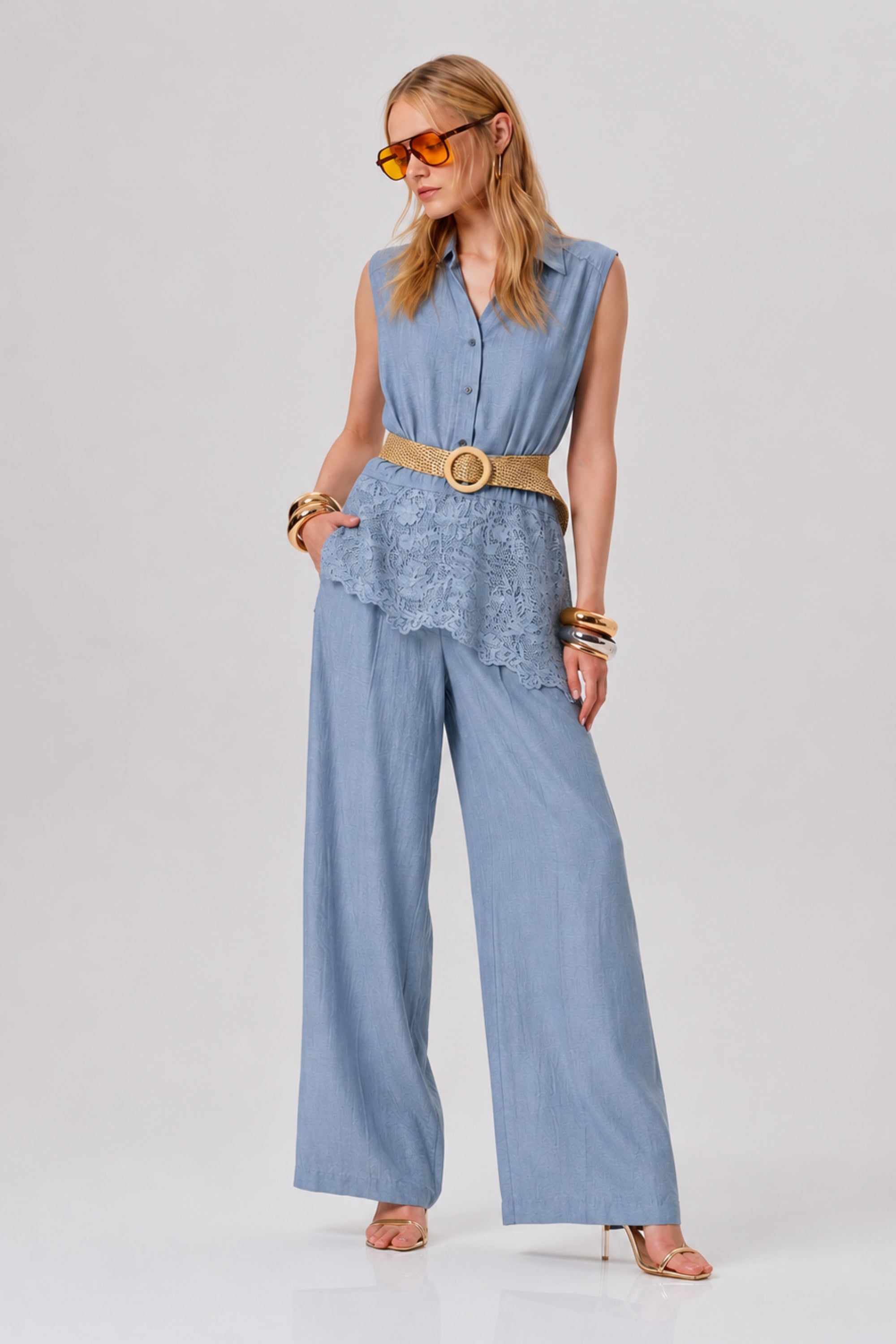 Seafoam Belted Lace Co-ord