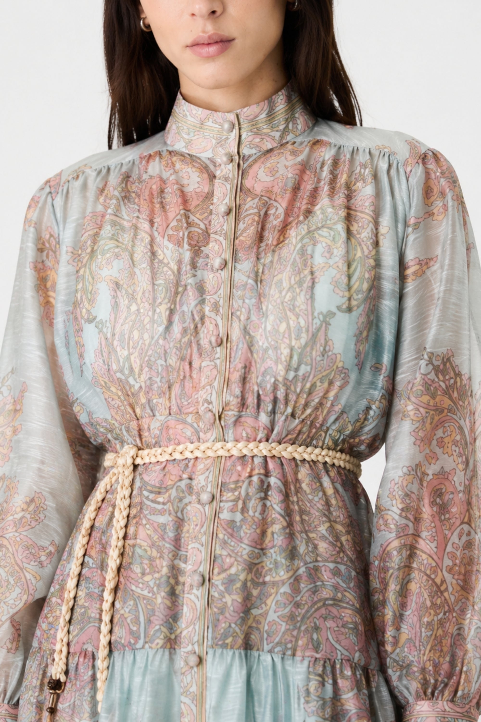 Blue Whisper Printed Button Dress