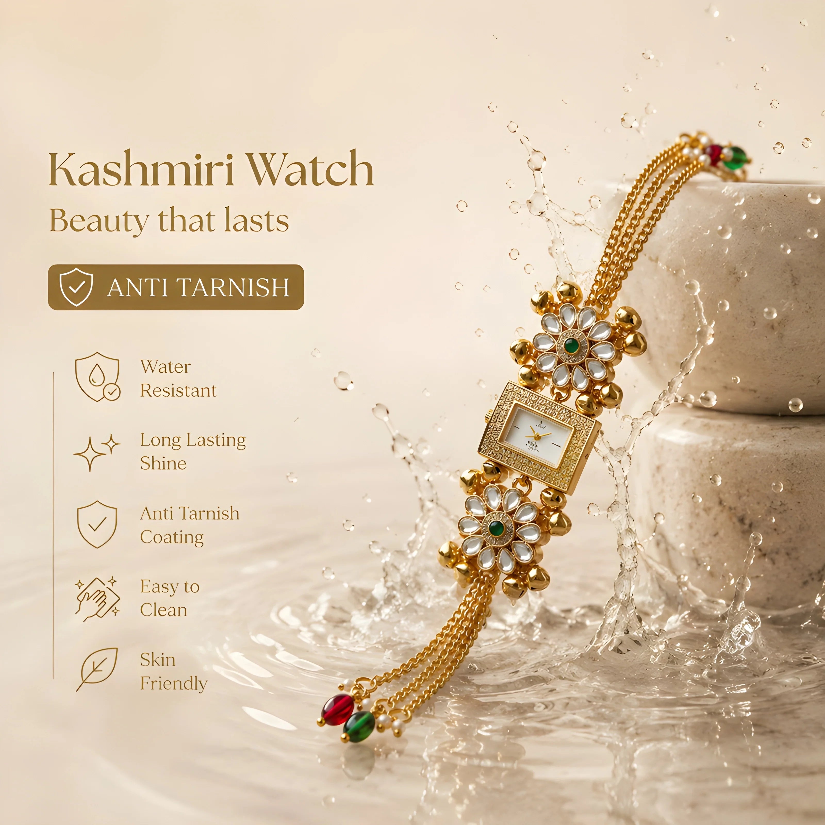 Kundan Floral Watch
