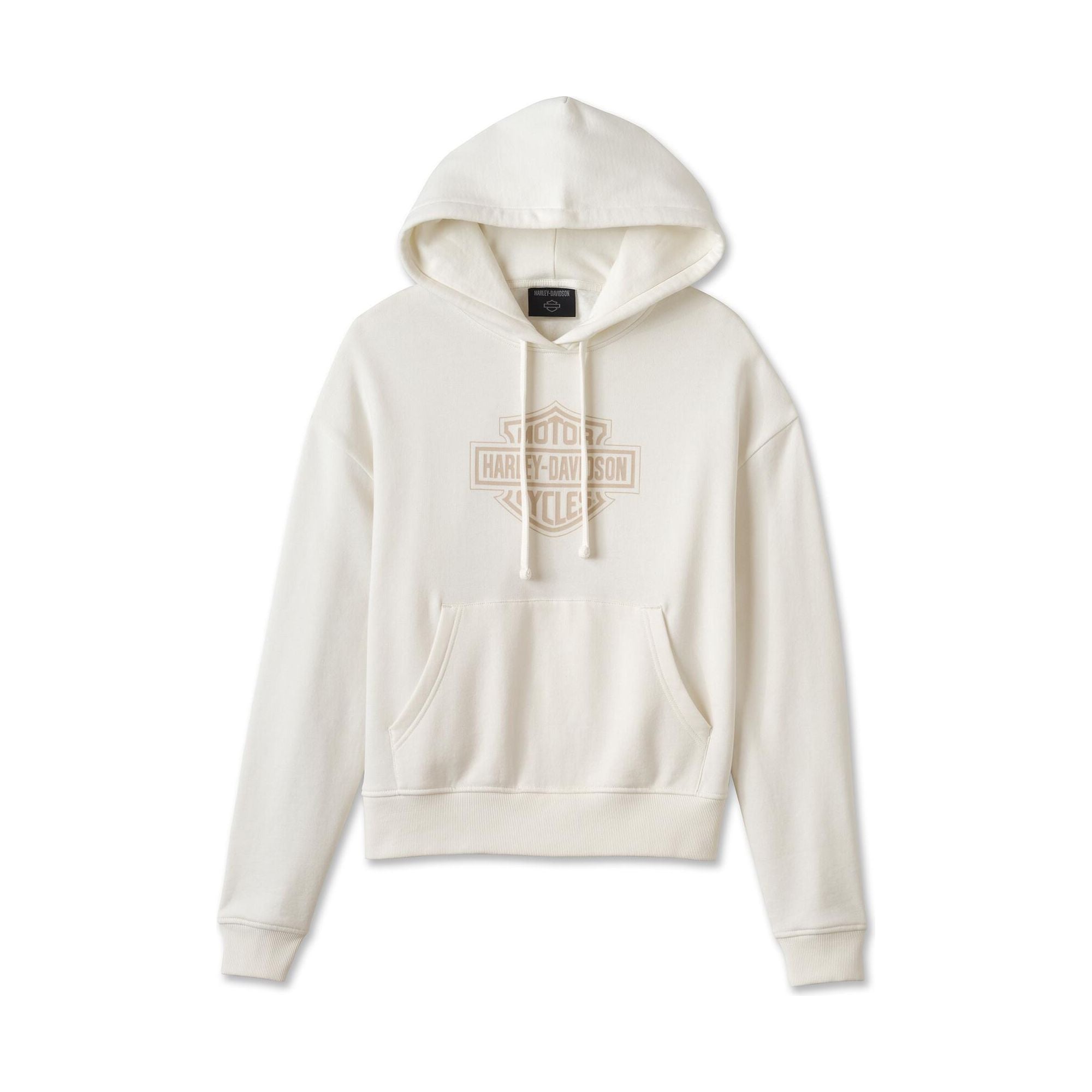 Relaxed Fit Bar & Shield Hoodie – Cloud Dancer