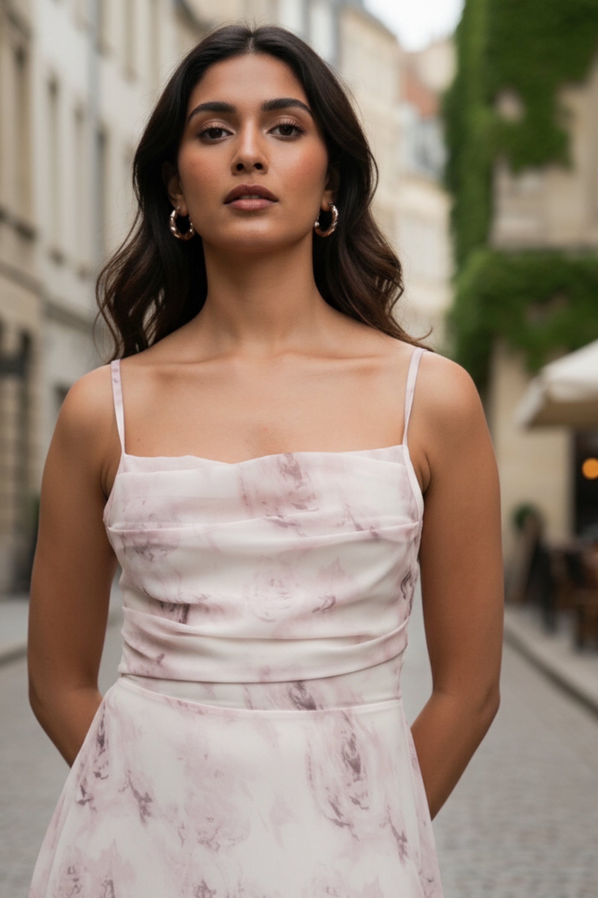 Blush Pink Floral Strappy Midi Dress