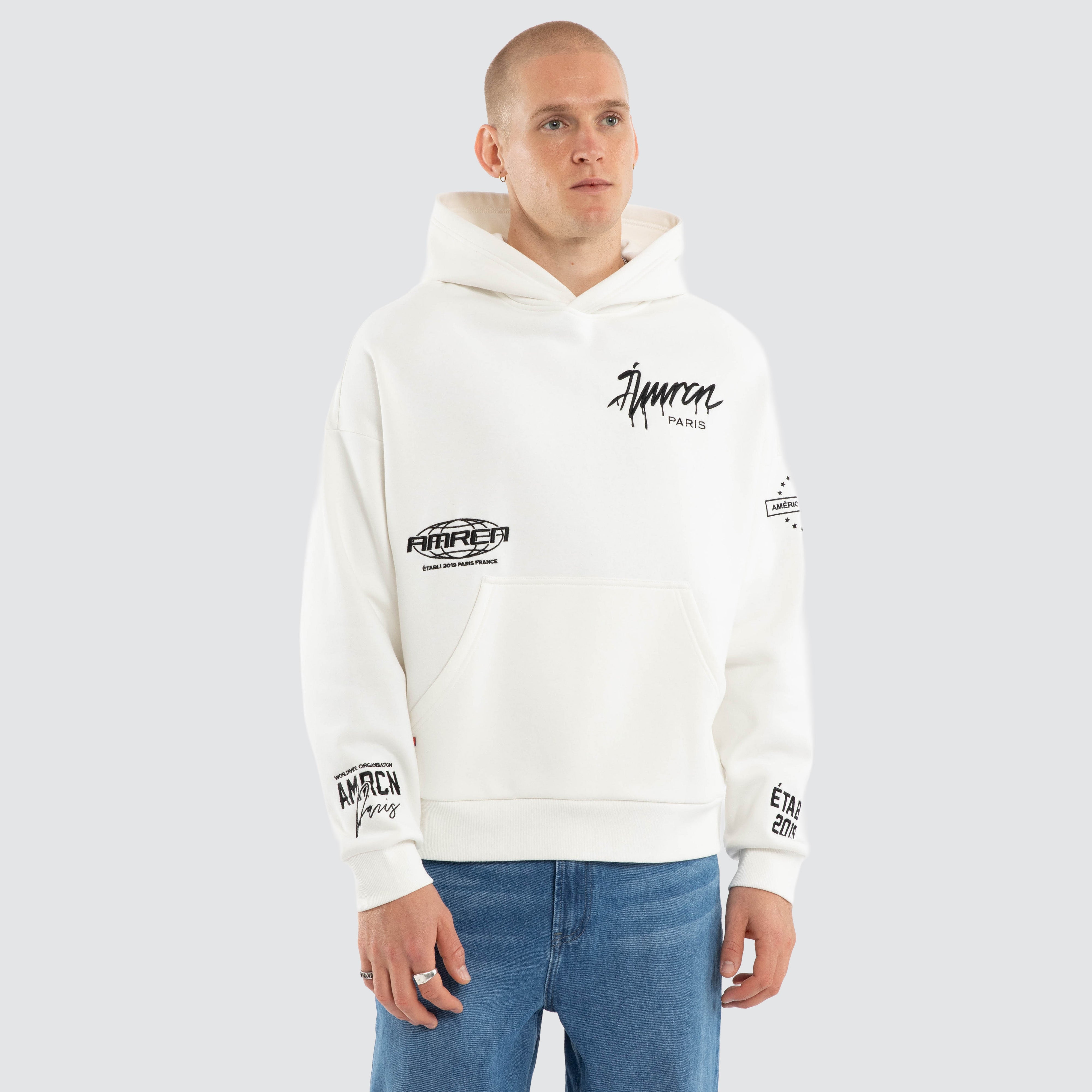 Idol Relaxed Drop Shoulder Hoodie Natural White