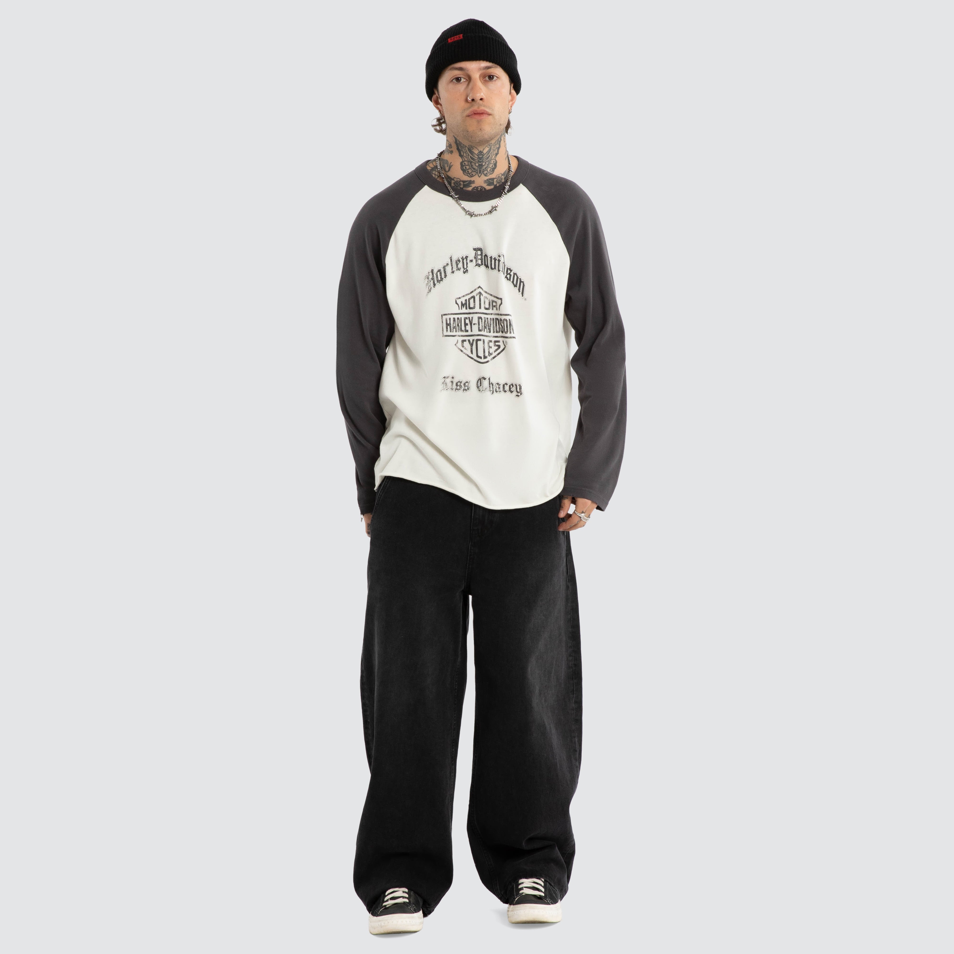 Dismount Raglan Long Sleeve Tee Asphalt/Blanc De Blanc