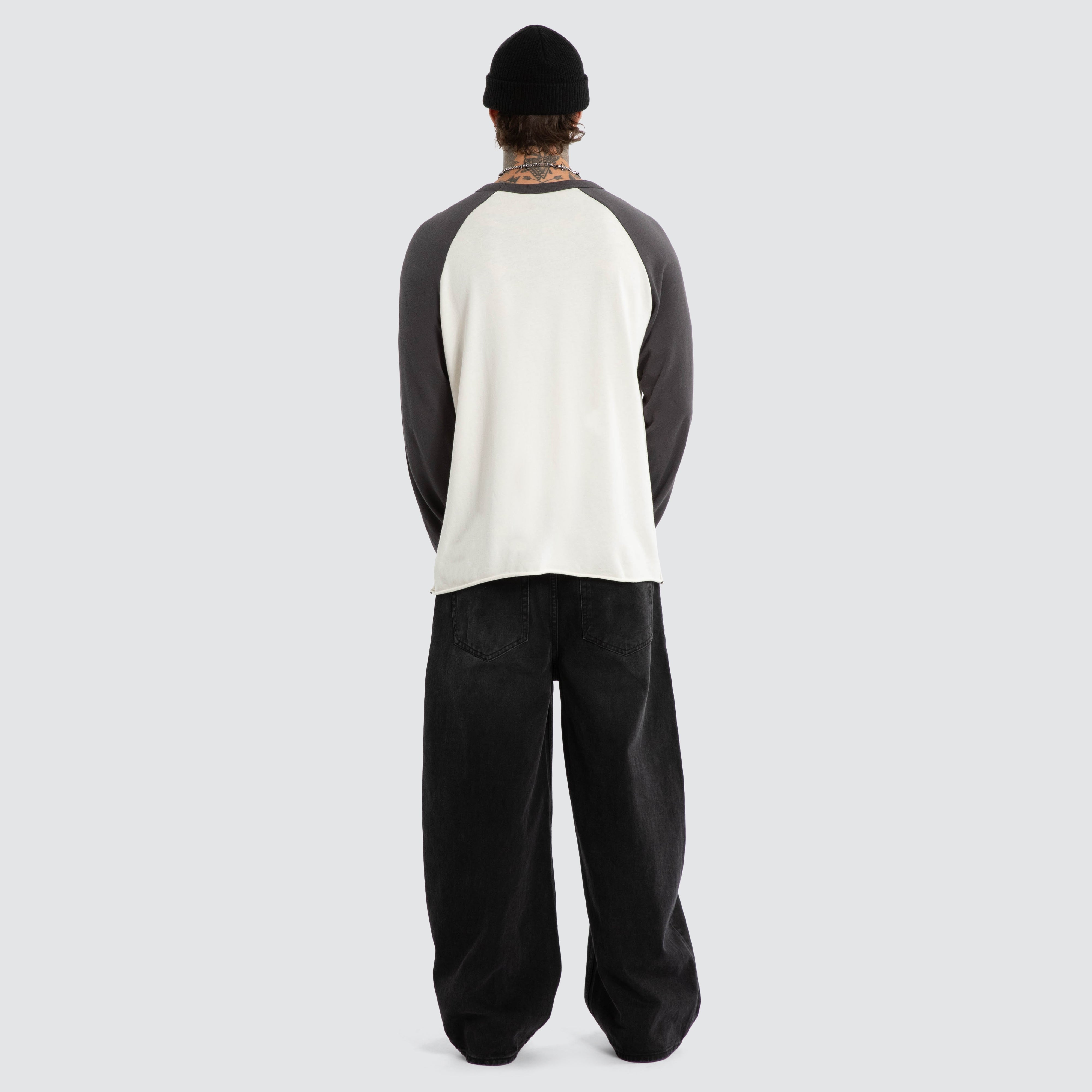 Dismount Raglan Long Sleeve Tee Asphalt/Blanc De Blanc