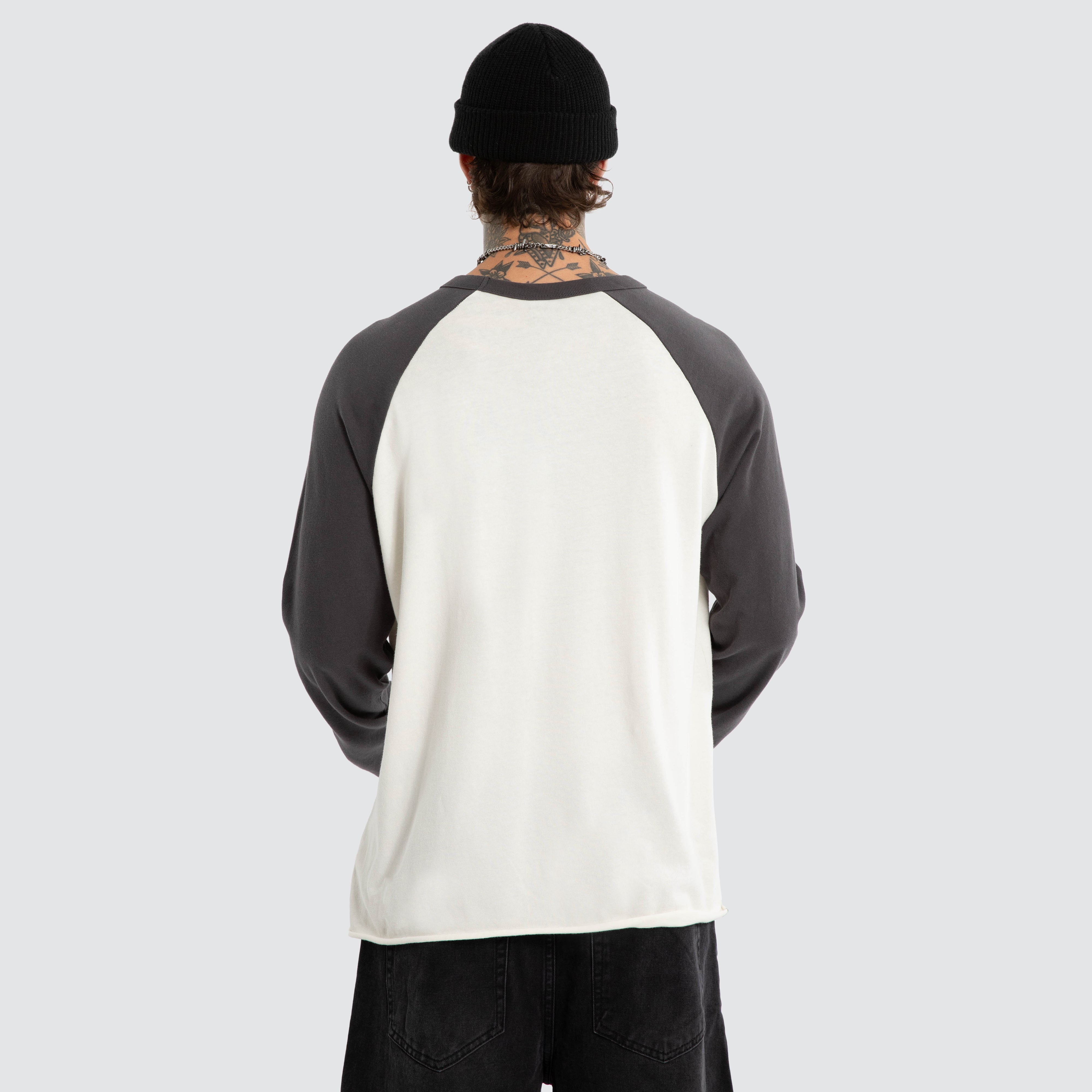 Dismount Raglan Long Sleeve Tee Asphalt/Blanc De Blanc