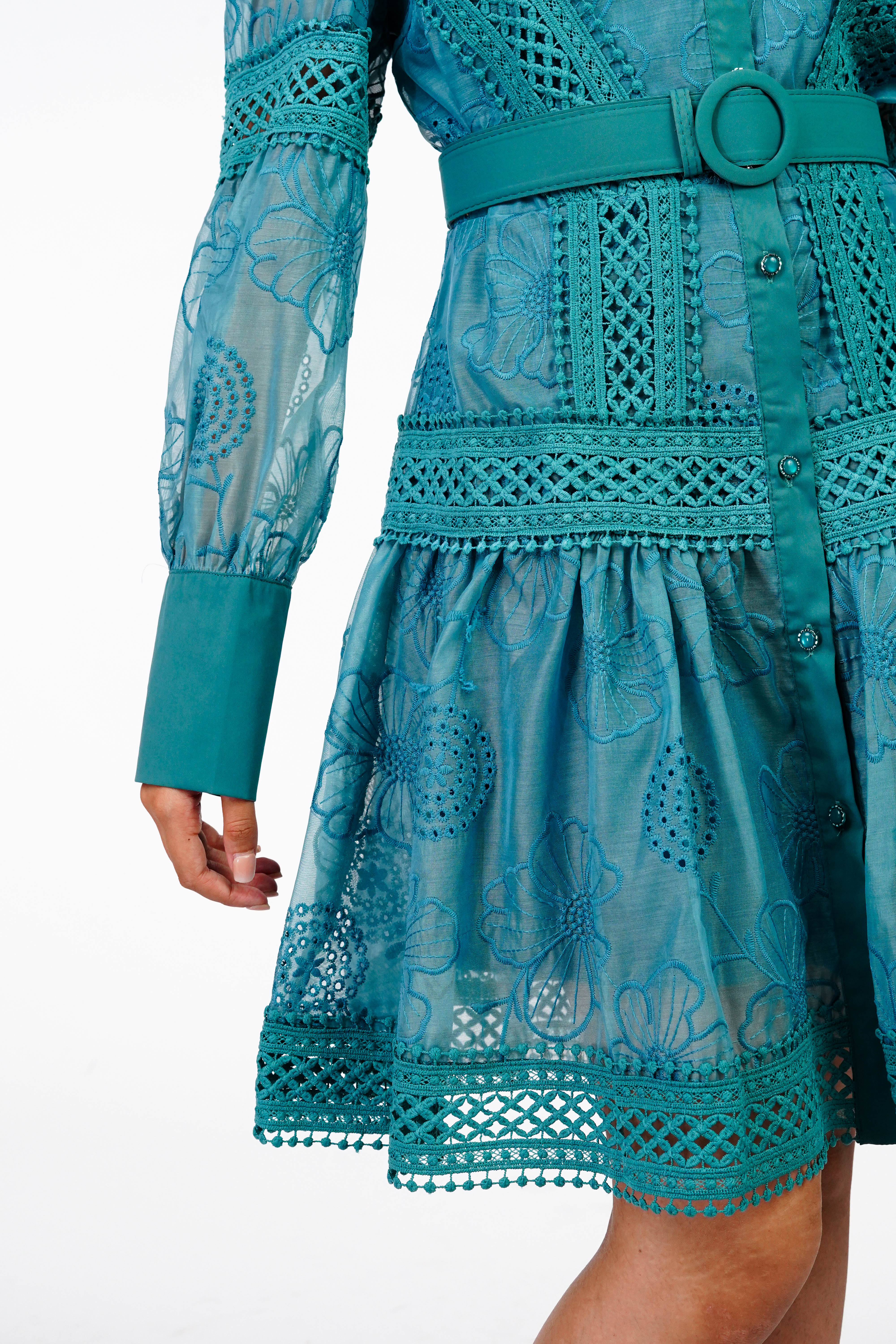 Signature Teal Cutwork Dress