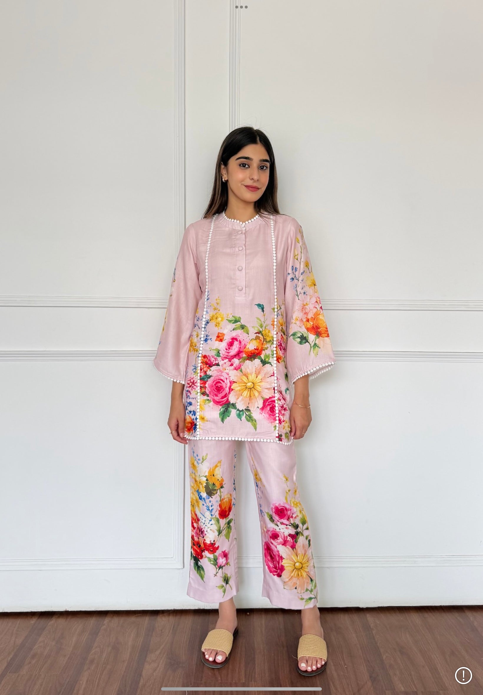 Blush Pink Floral Kurta Set