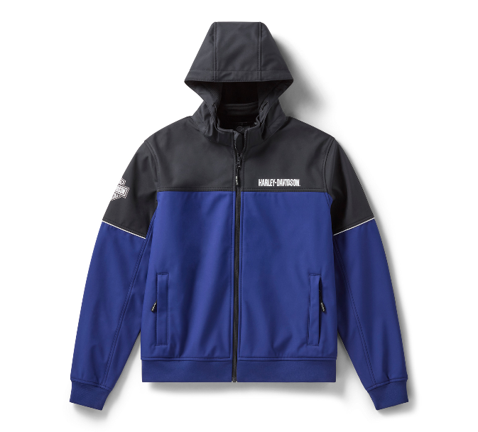 Men's Blue Color-Blocked Motorcycle Jacket