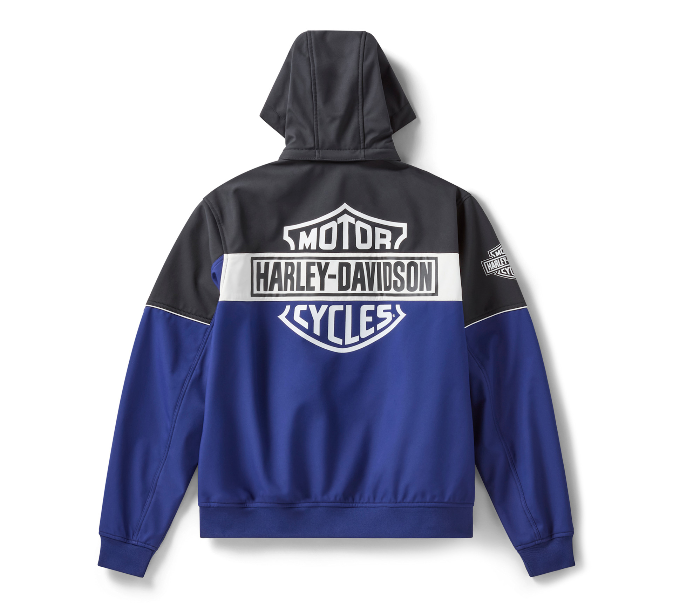 Men's Blue Color-Blocked Motorcycle Jacket