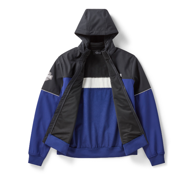 Men's Blue Color-Blocked Motorcycle Jacket