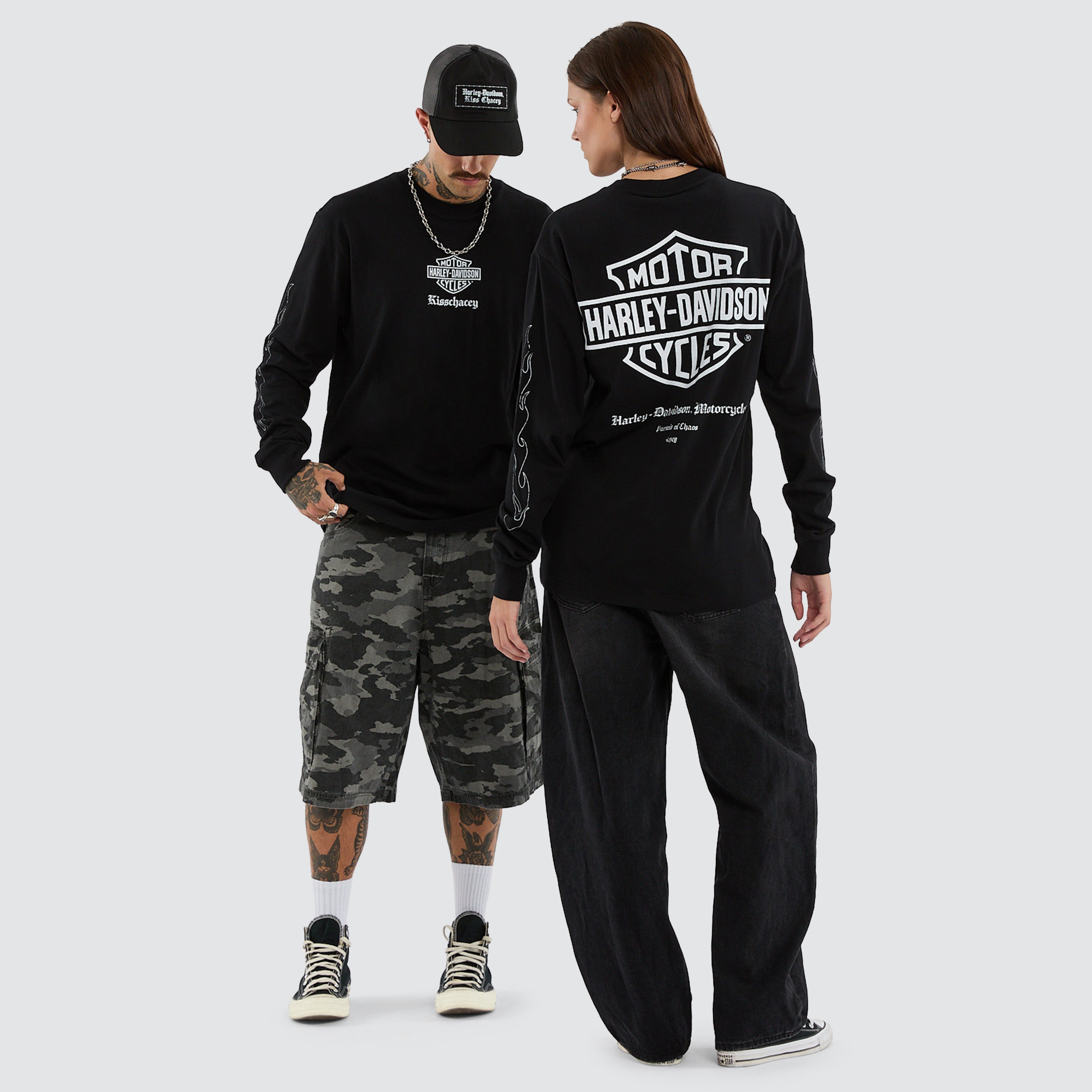 Flames Long Sleeve Tee Jet Black