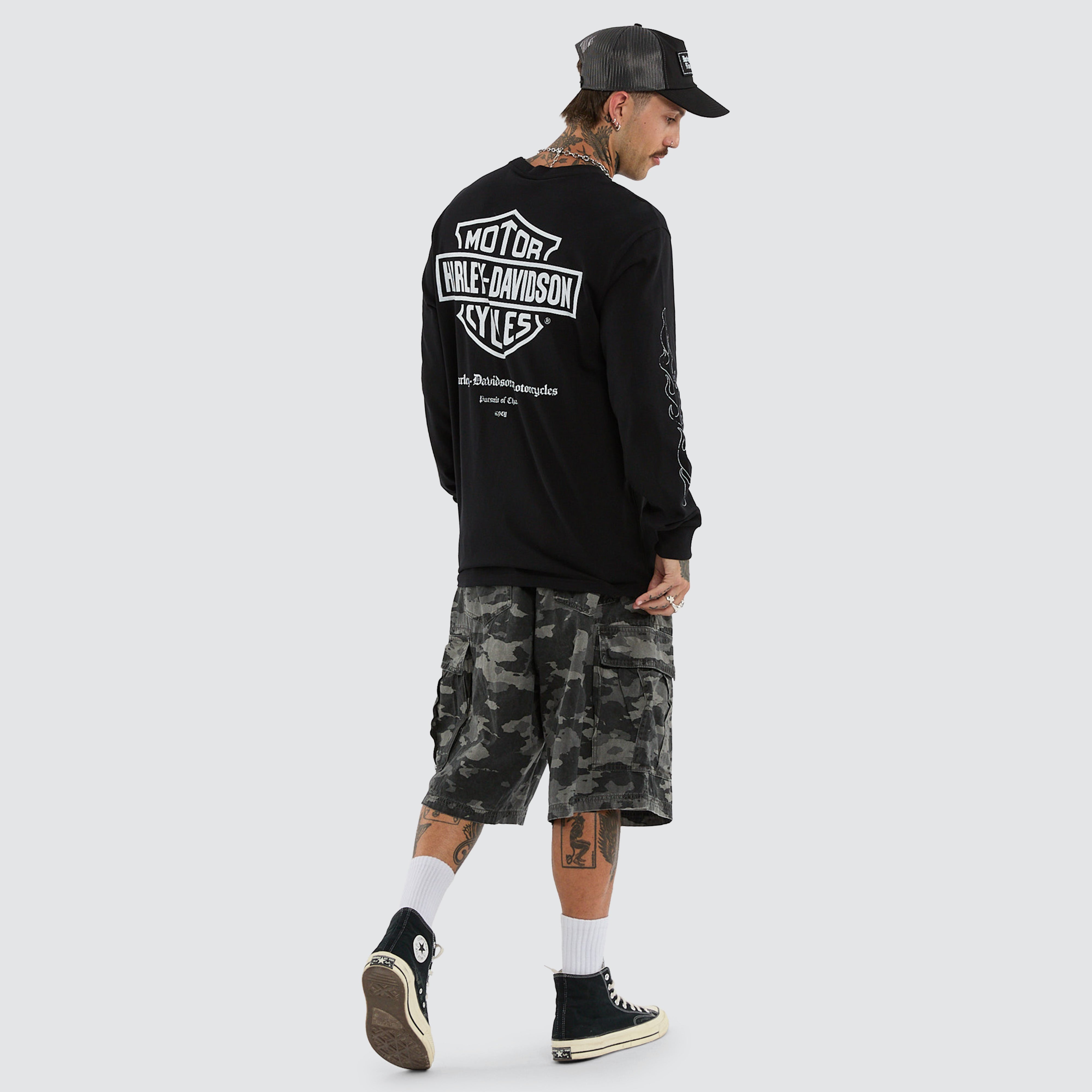 Flames Long Sleeve Tee Jet Black