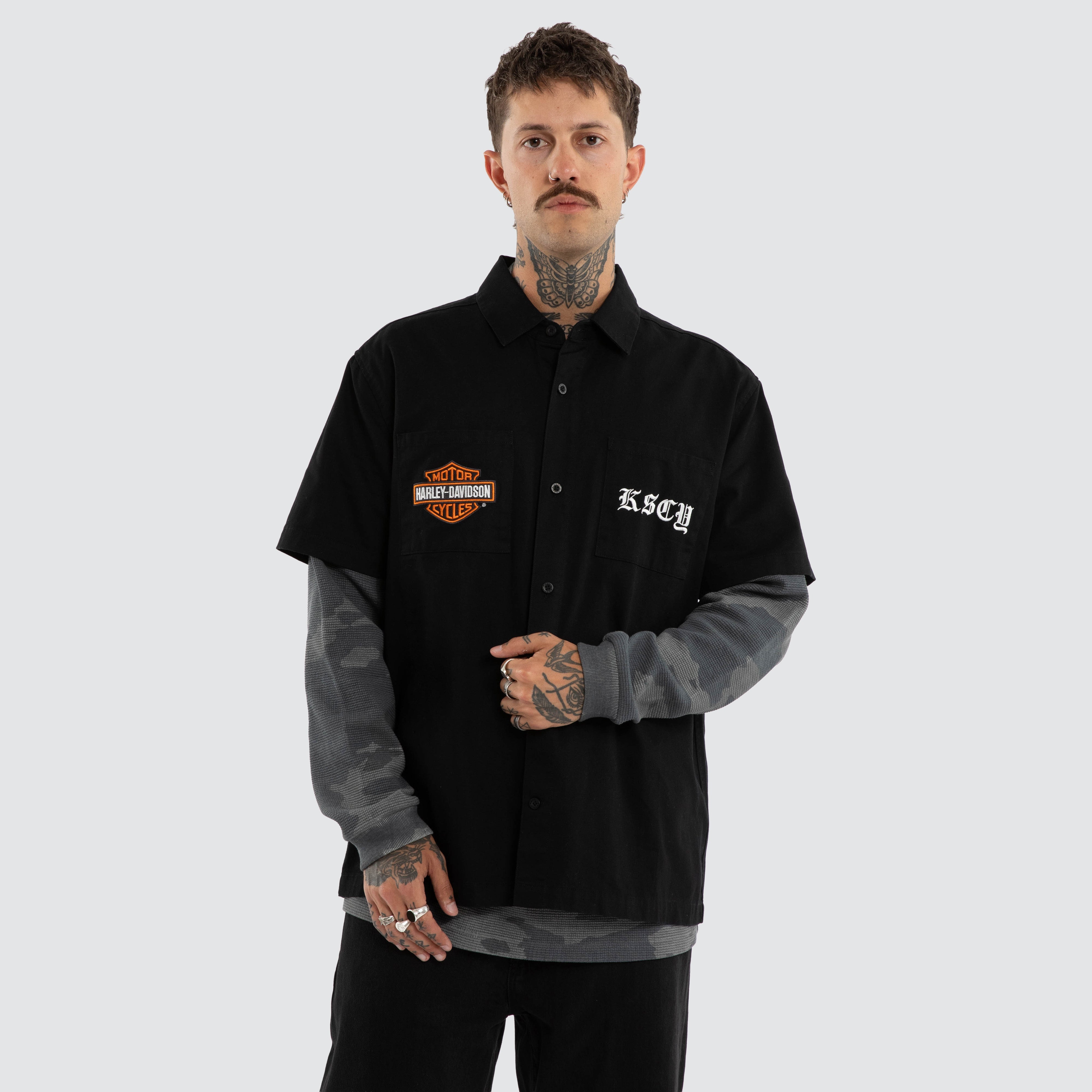 Customs Short Sleeve Mechanic Shirt Jet Black