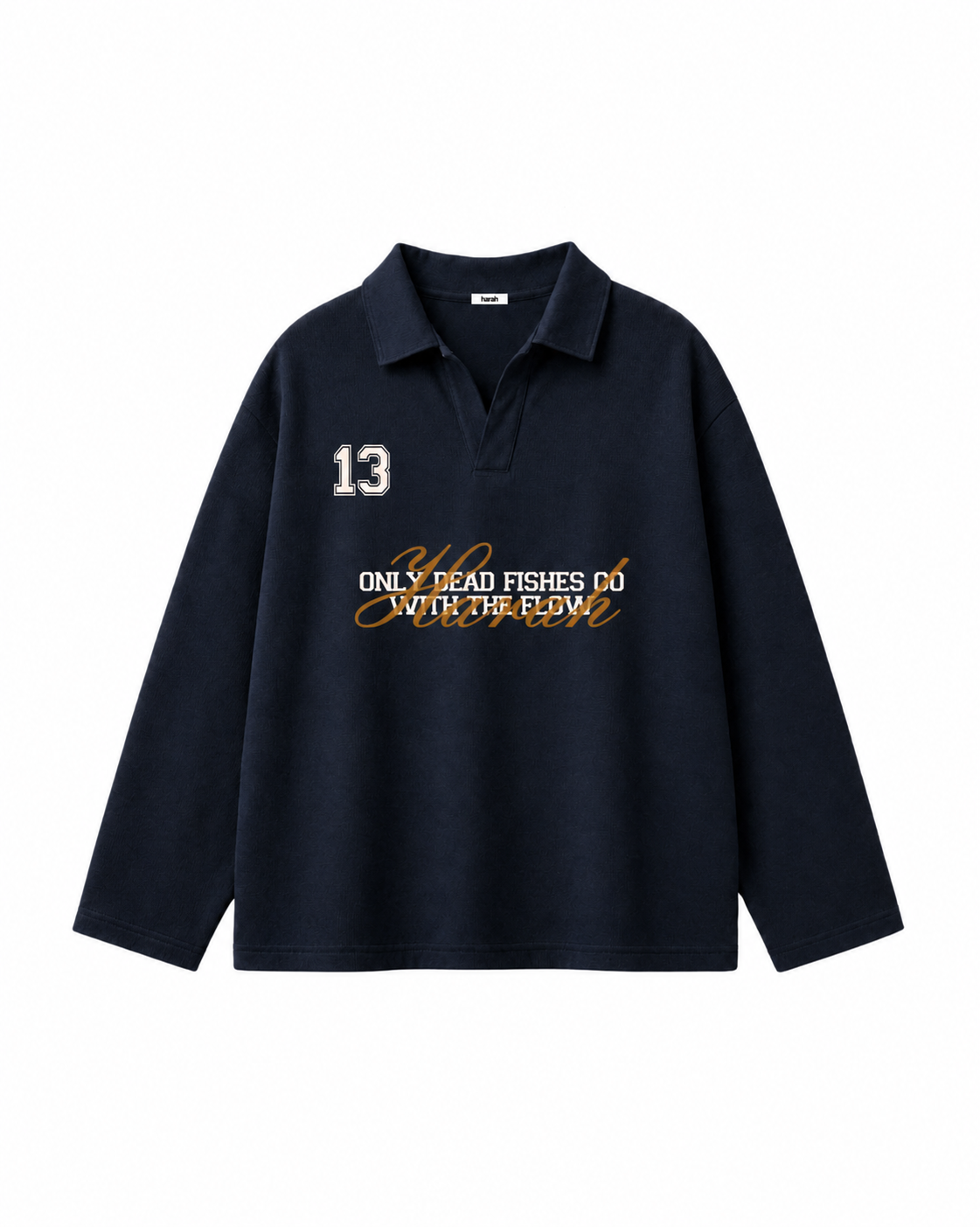 Dead Fish Graphic Polo – Navy Blue