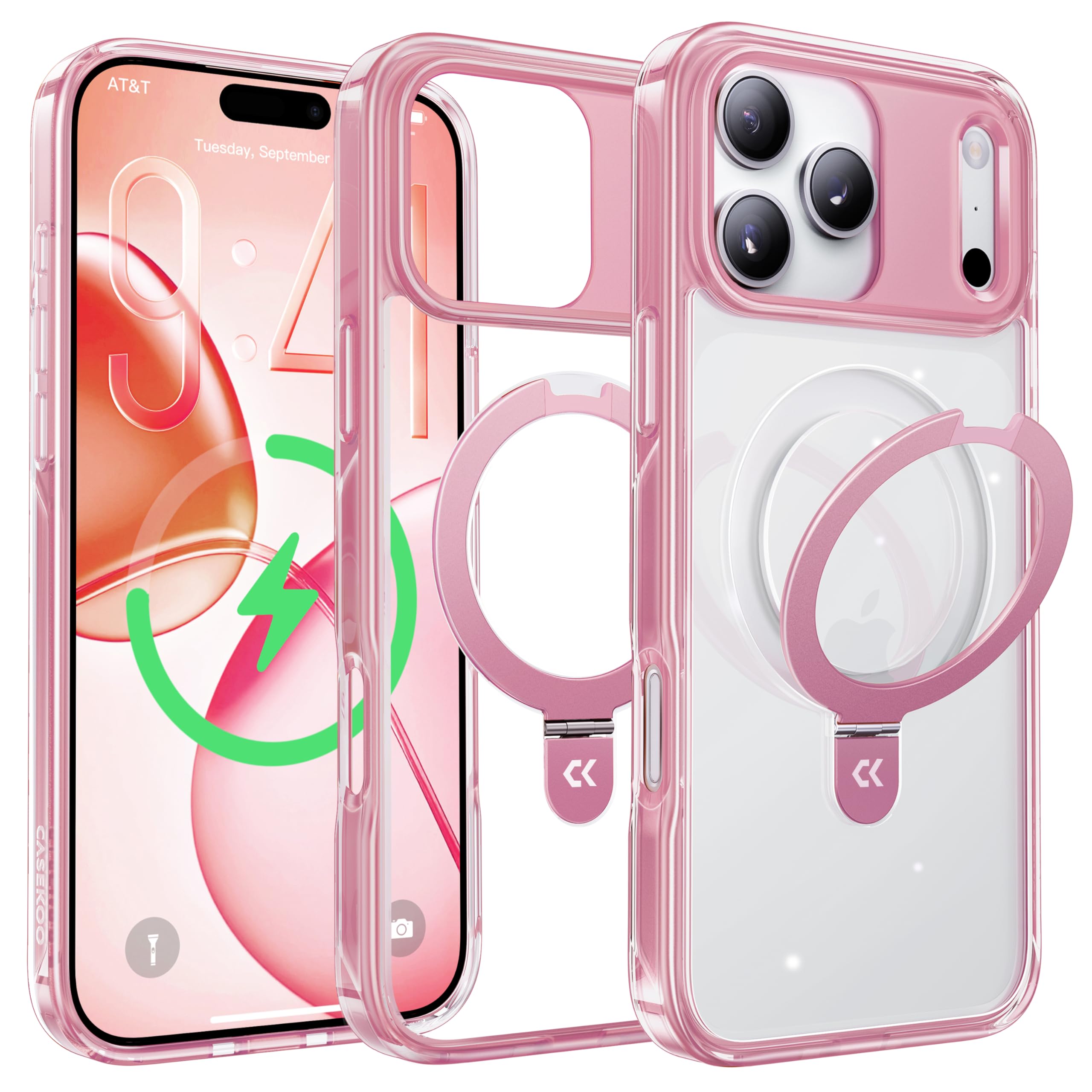 Colorful Crystal Clear Magic Stand Case for iPhone 17 – Style Meets Protection-CASEKOO