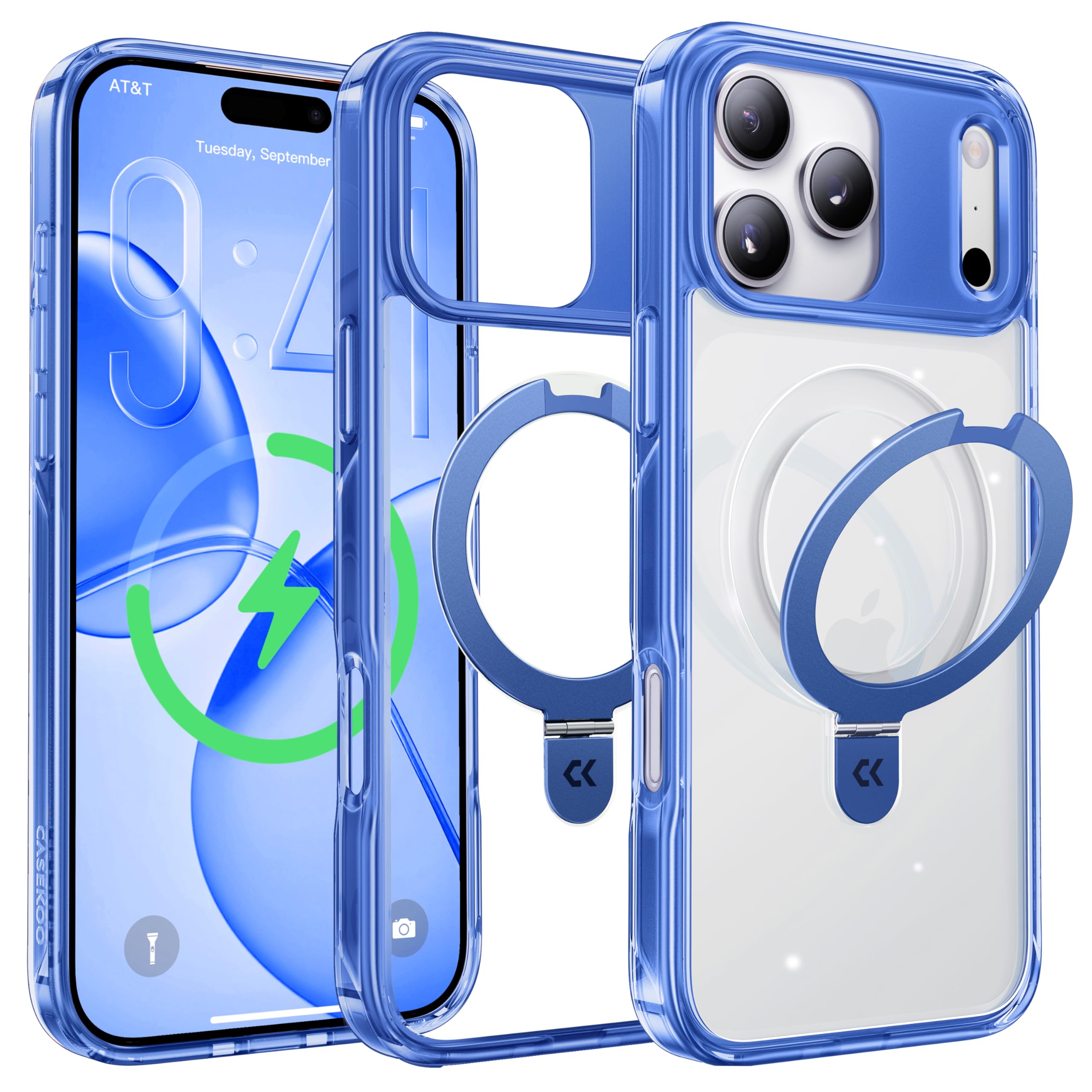 Colorful Crystal Clear Magic Stand Case for iPhone 17 – Style Meets Protection-CASEKOO