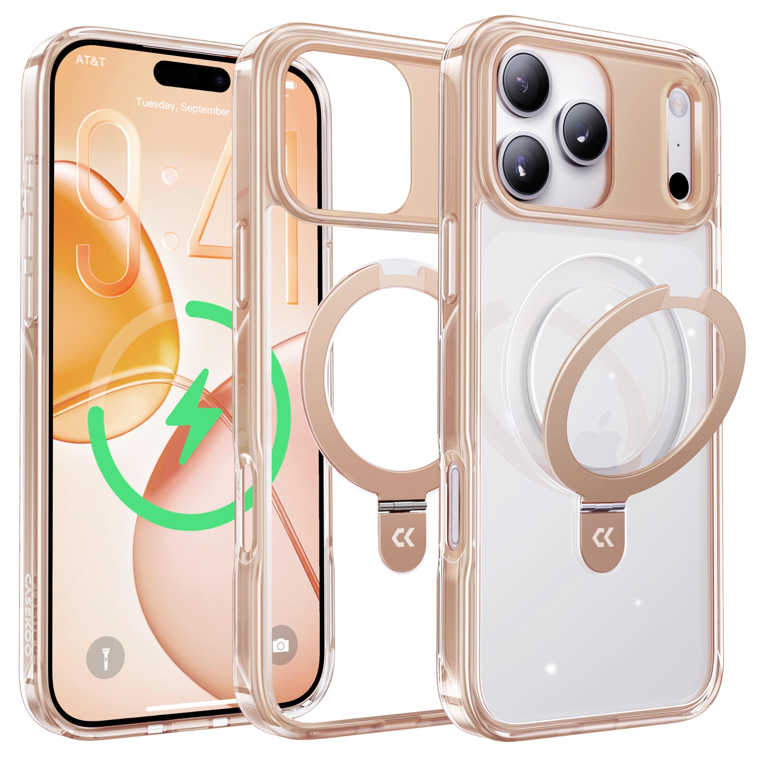 Colorful Crystal Clear Magic Stand Case for iPhone 17 – Style Meets Protection-CASEKOO