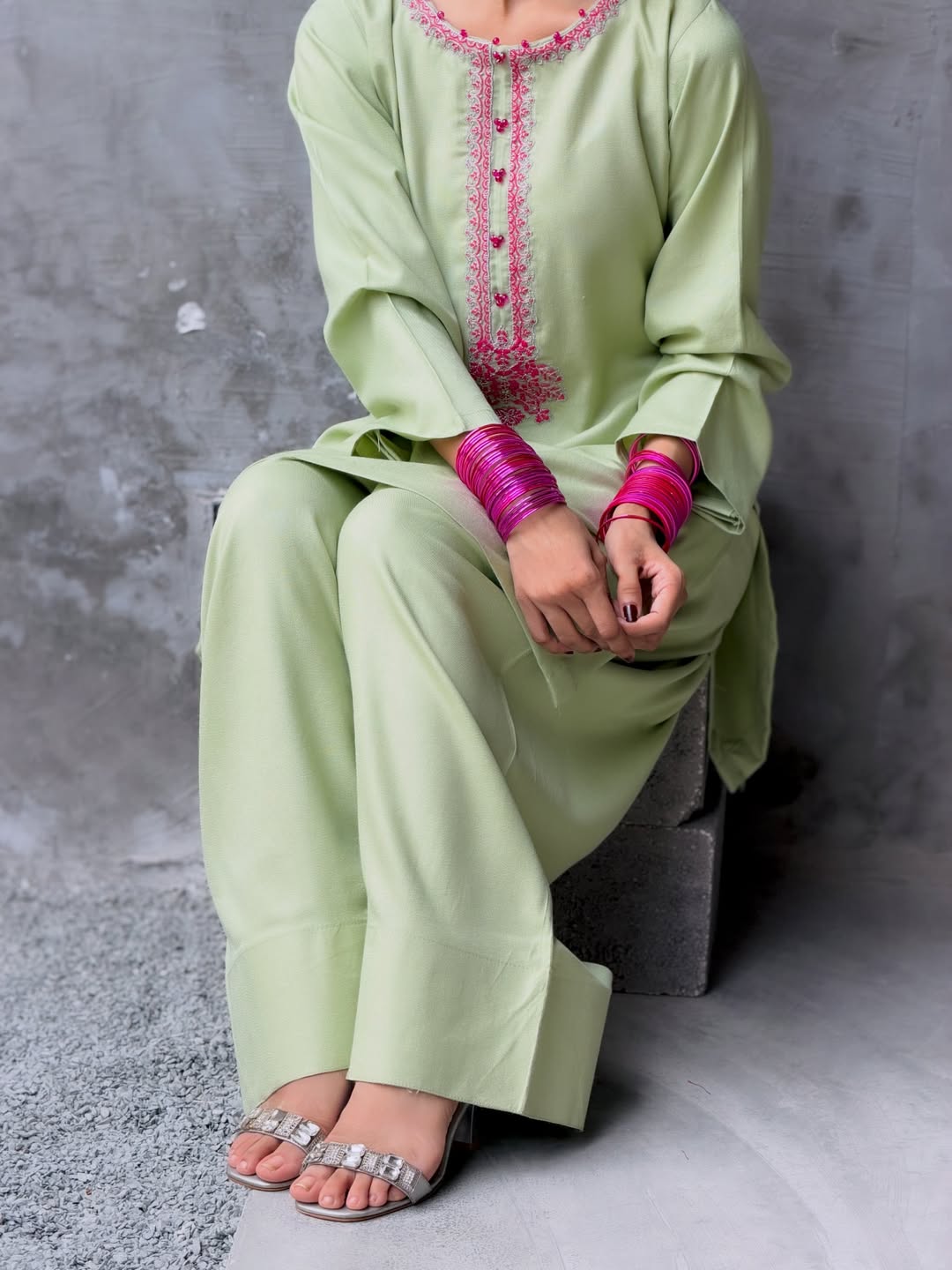Pista Embroidered Farshi Salwar Set