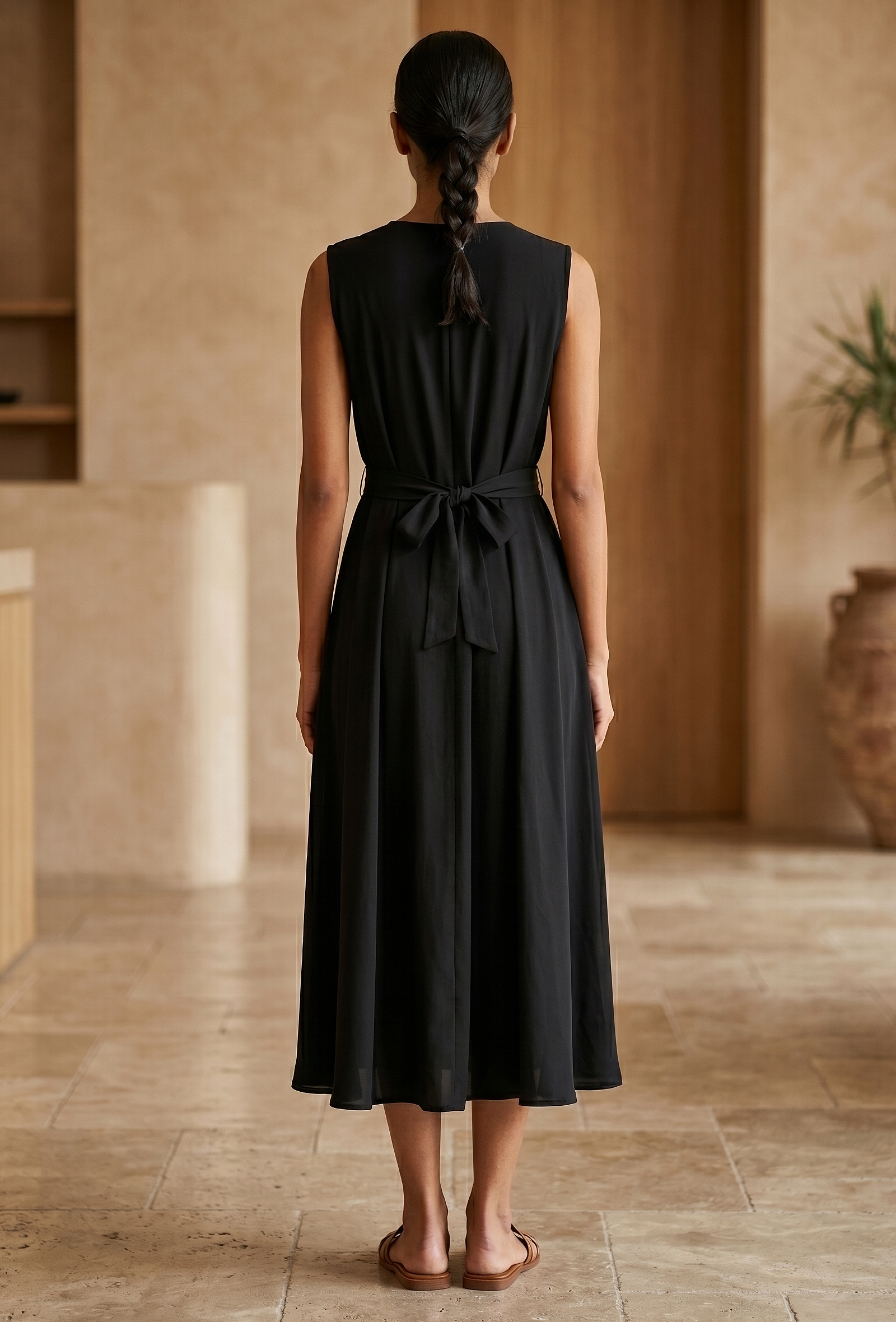 Black Sleeveless A-Line Dress