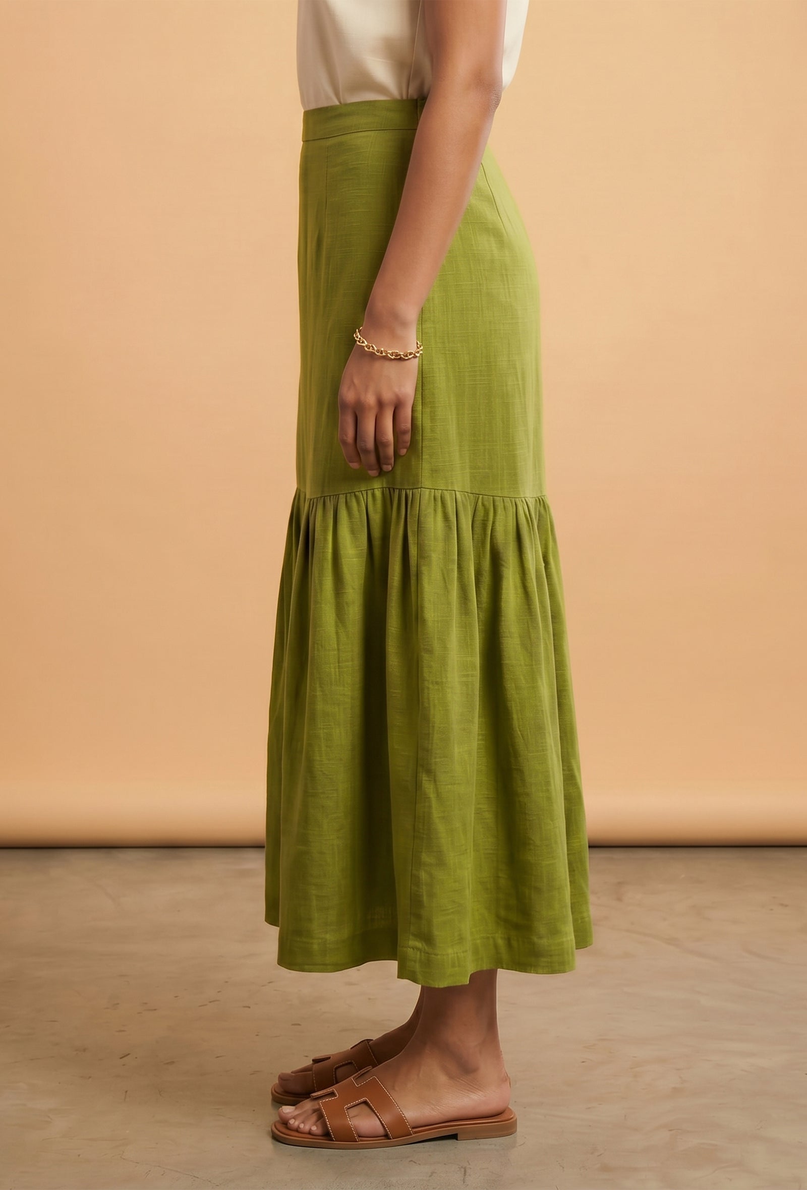 Olive Meadow Tiered Maxi Skirt