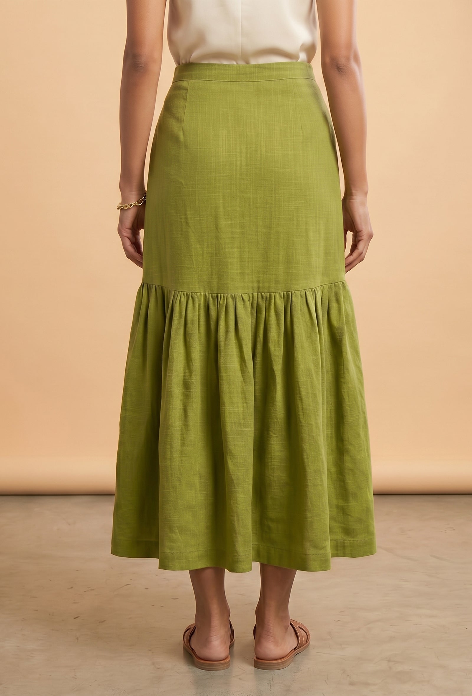 Olive Meadow Tiered Maxi Skirt