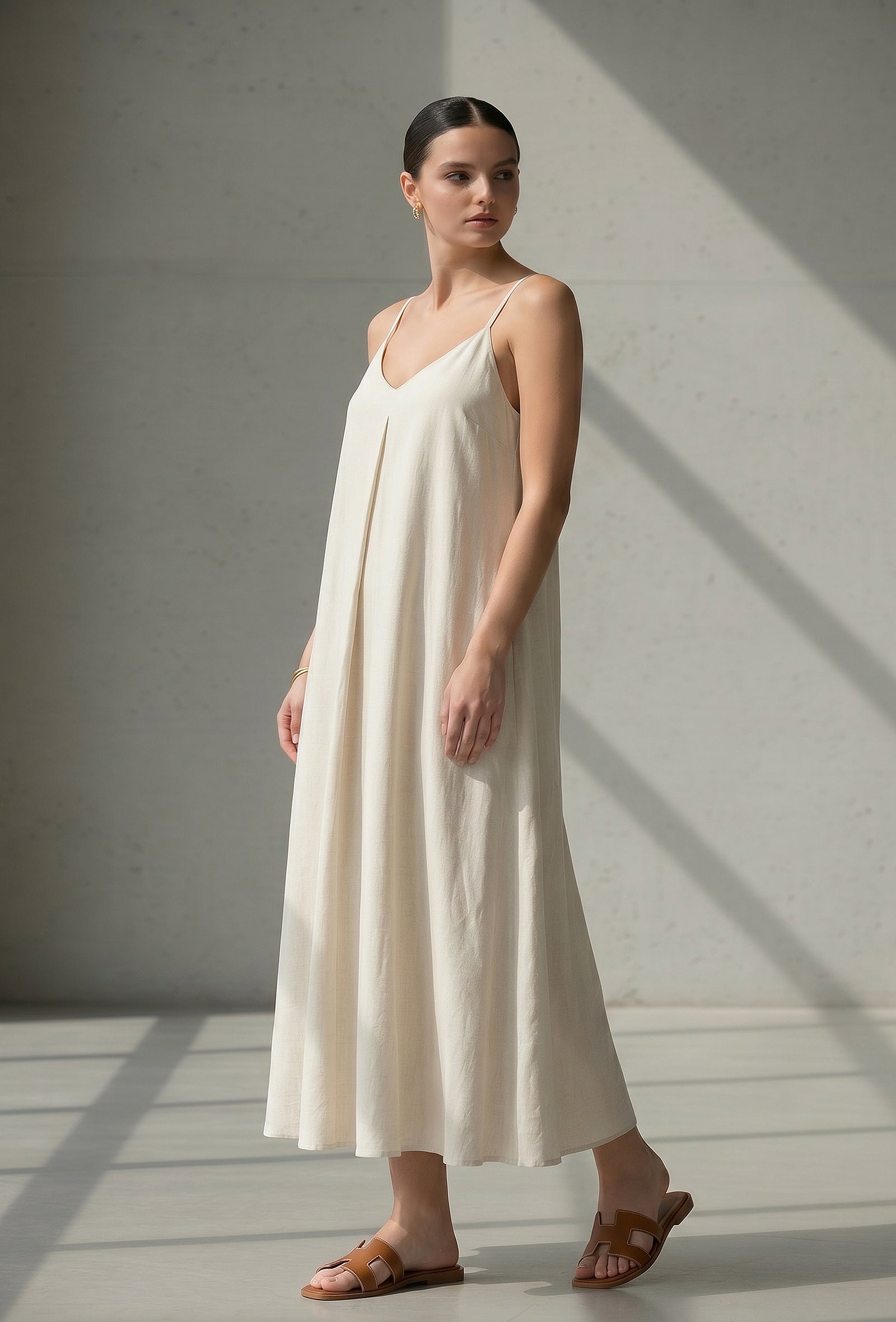 Ivory Breeze Strappy Cotton Maxi Dress